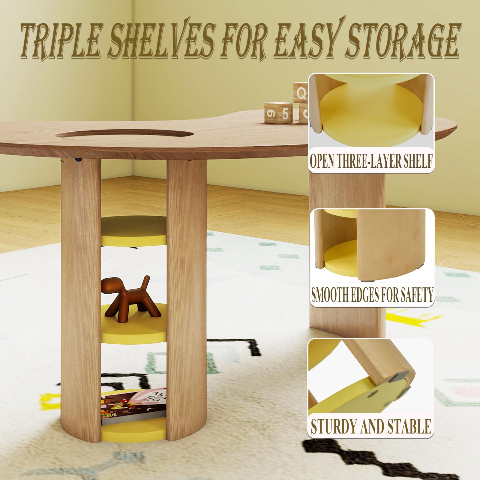 Kids Half Moon Activity Table with Storage