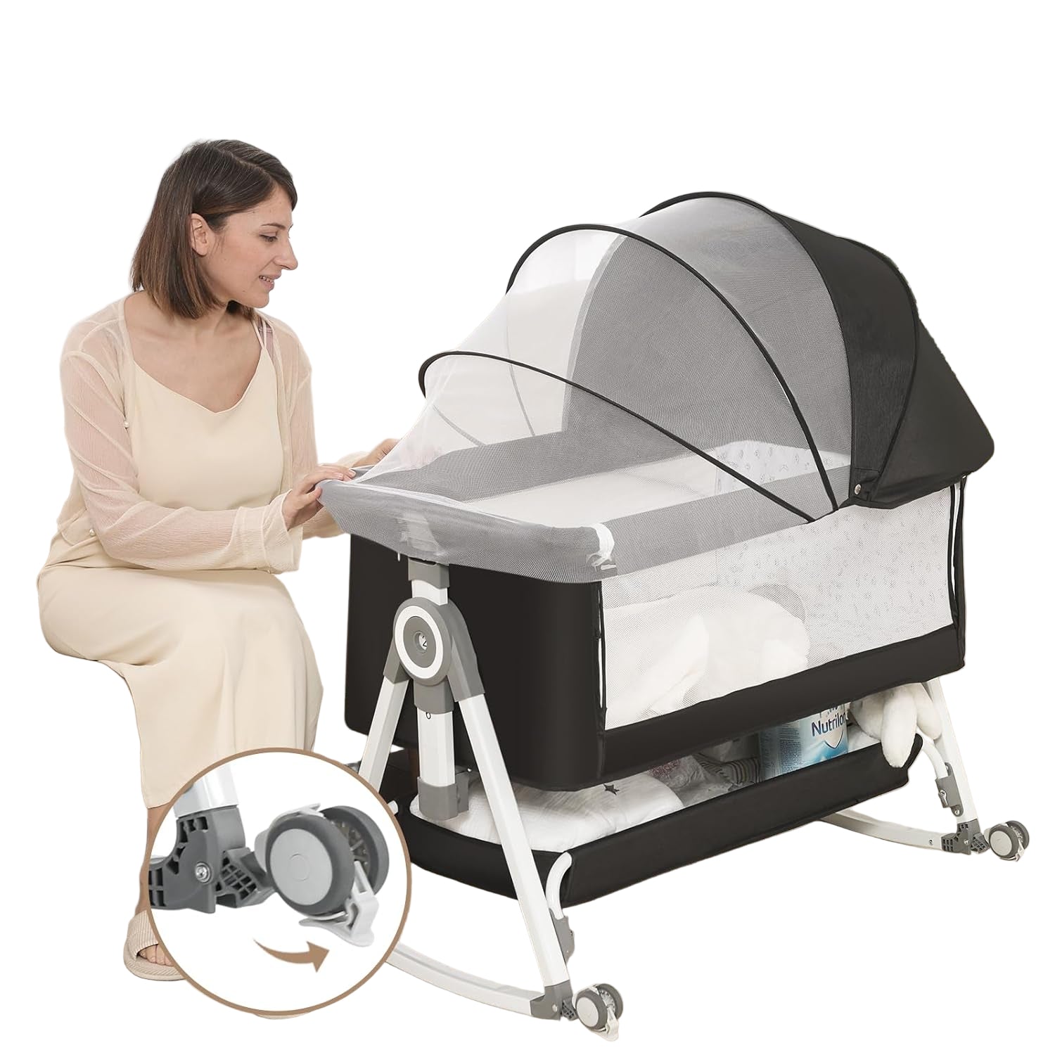4-in-1 Baby Bassinet Bedside Sleeper for Newborns - Baby Rocking