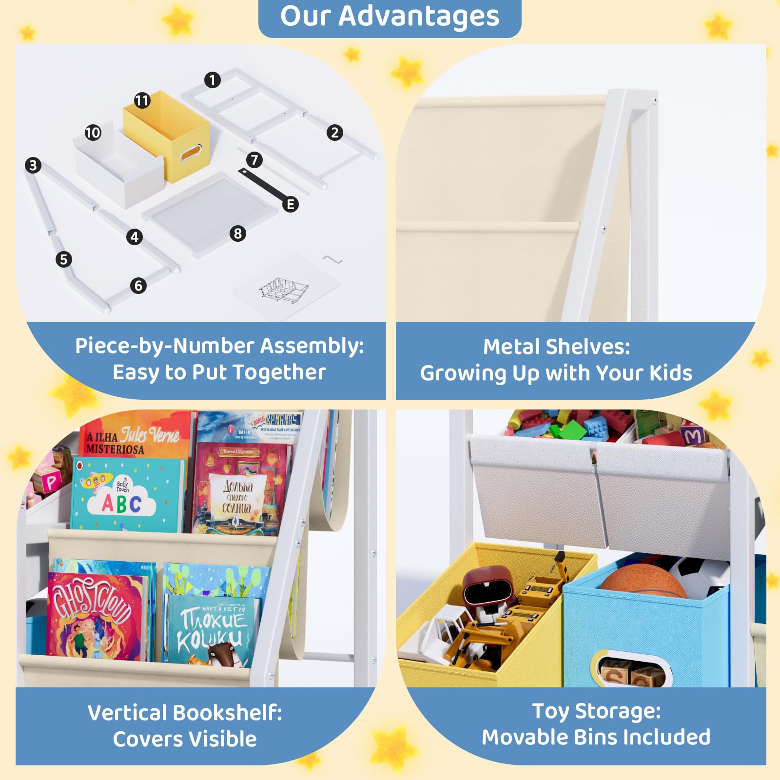 Kids Bookshelf with Toy Storage Organizer