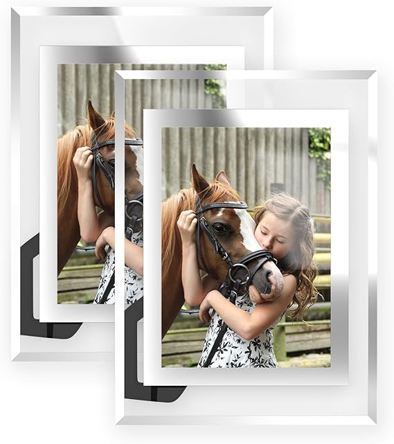 4x6 Picture Frames - 2 Pack Glass Photo Frame for Tabletop/Desktop Display