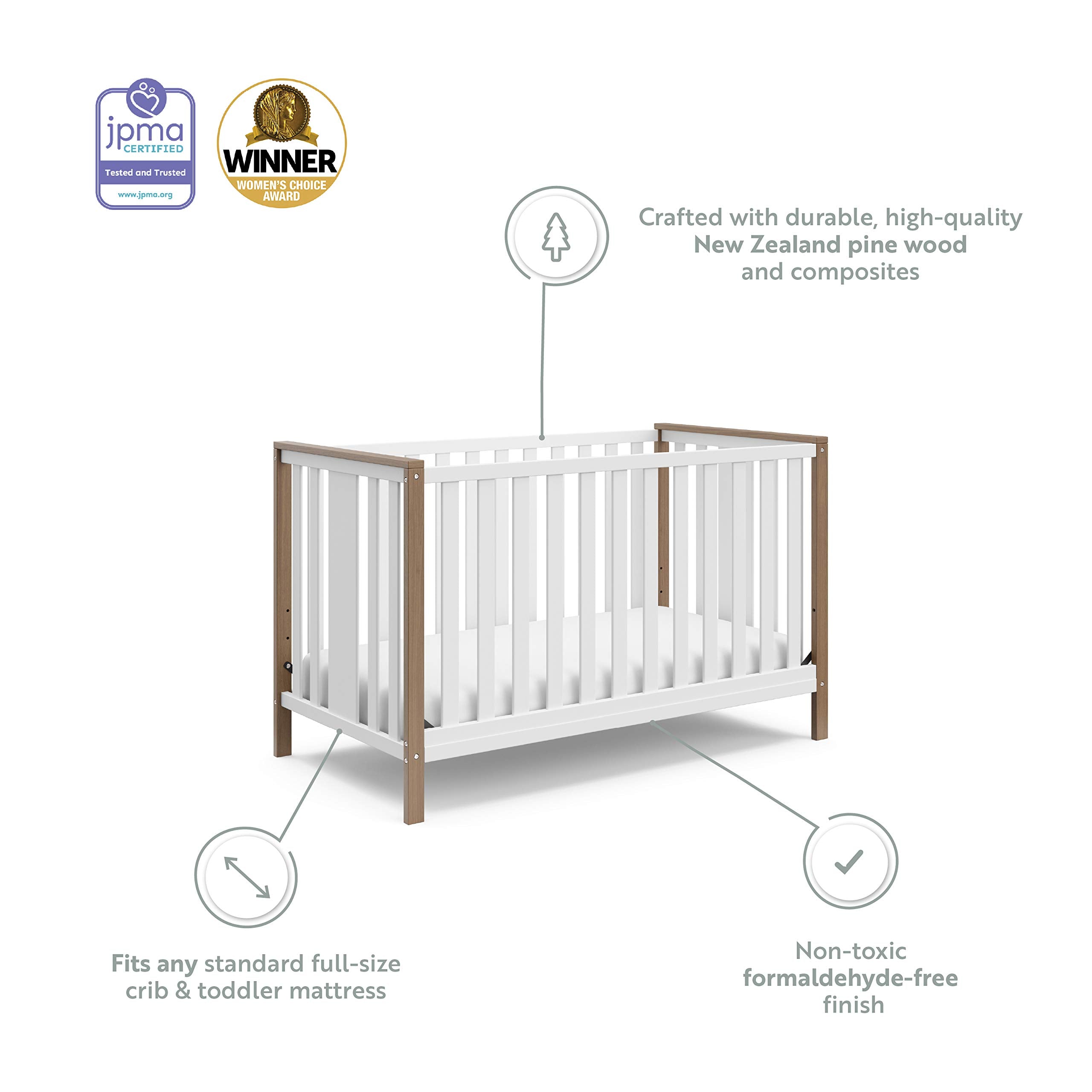 Modern Pacific 4-in-1 Convertible Crib with Adjustable Mattress Base