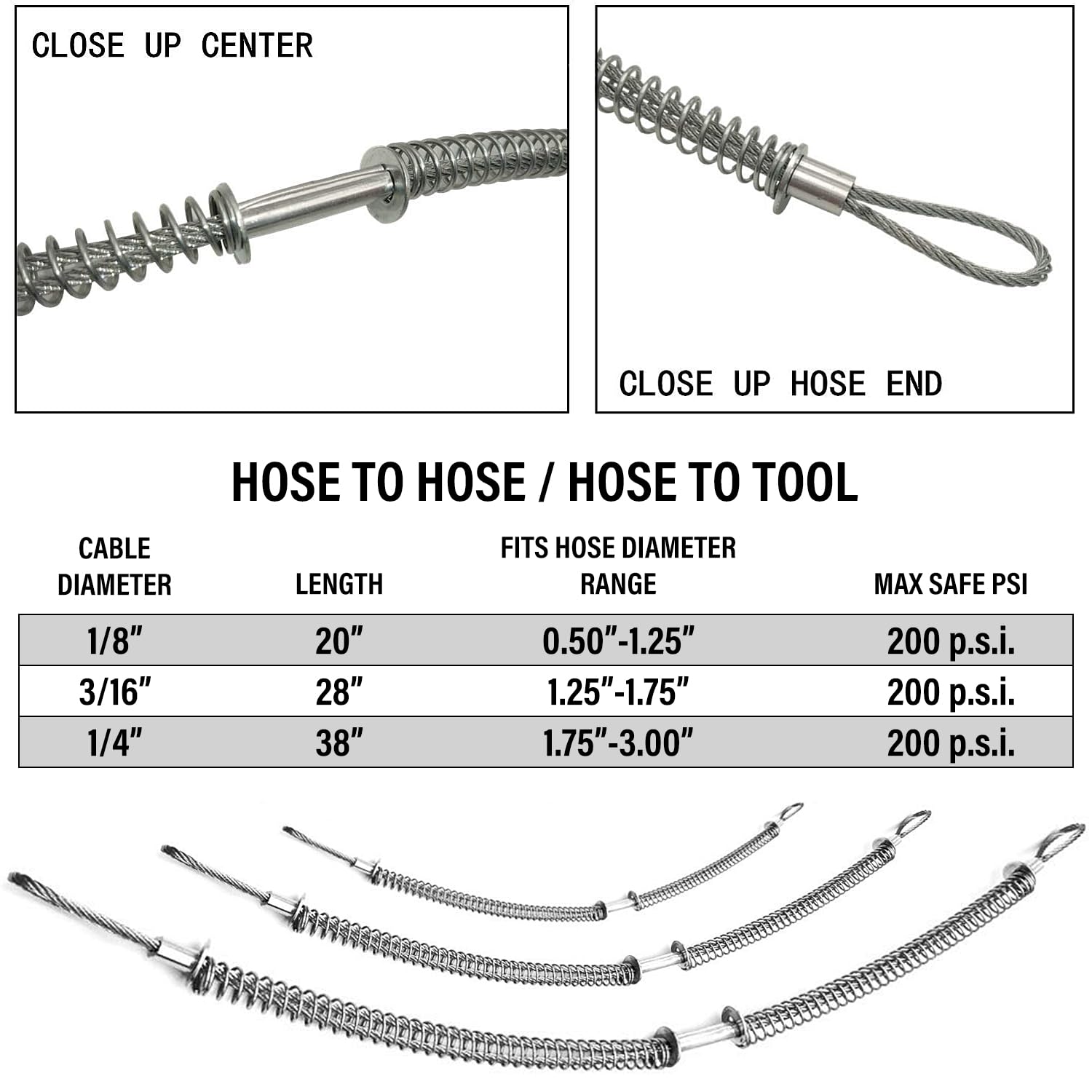 Restraint/Whip Check/Hose to Hose/Safety/Hydraulic/Pressure/OSHA