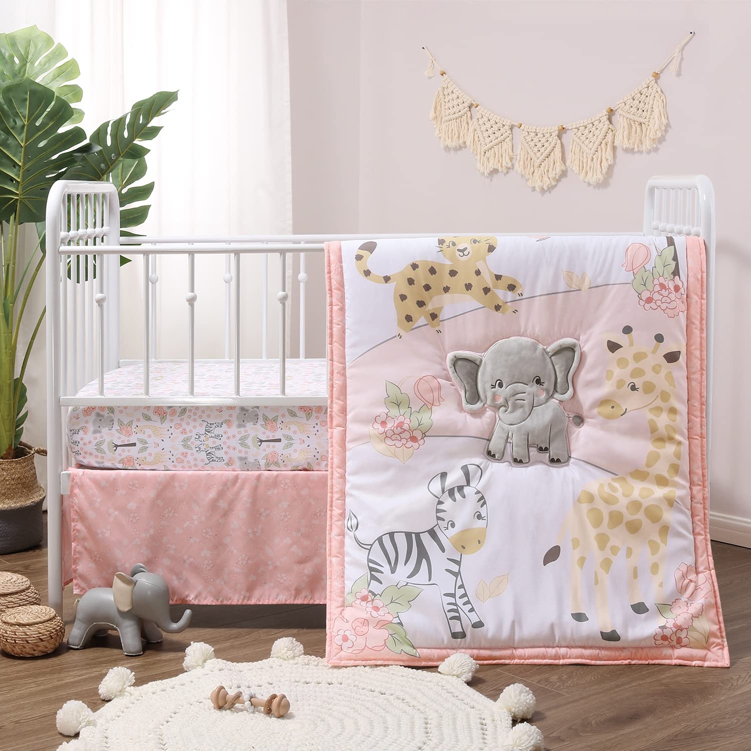 3 Piece Baby Crib Bedding Set for Girls - Newborn, Infant & Toddler Nursery Bed Set