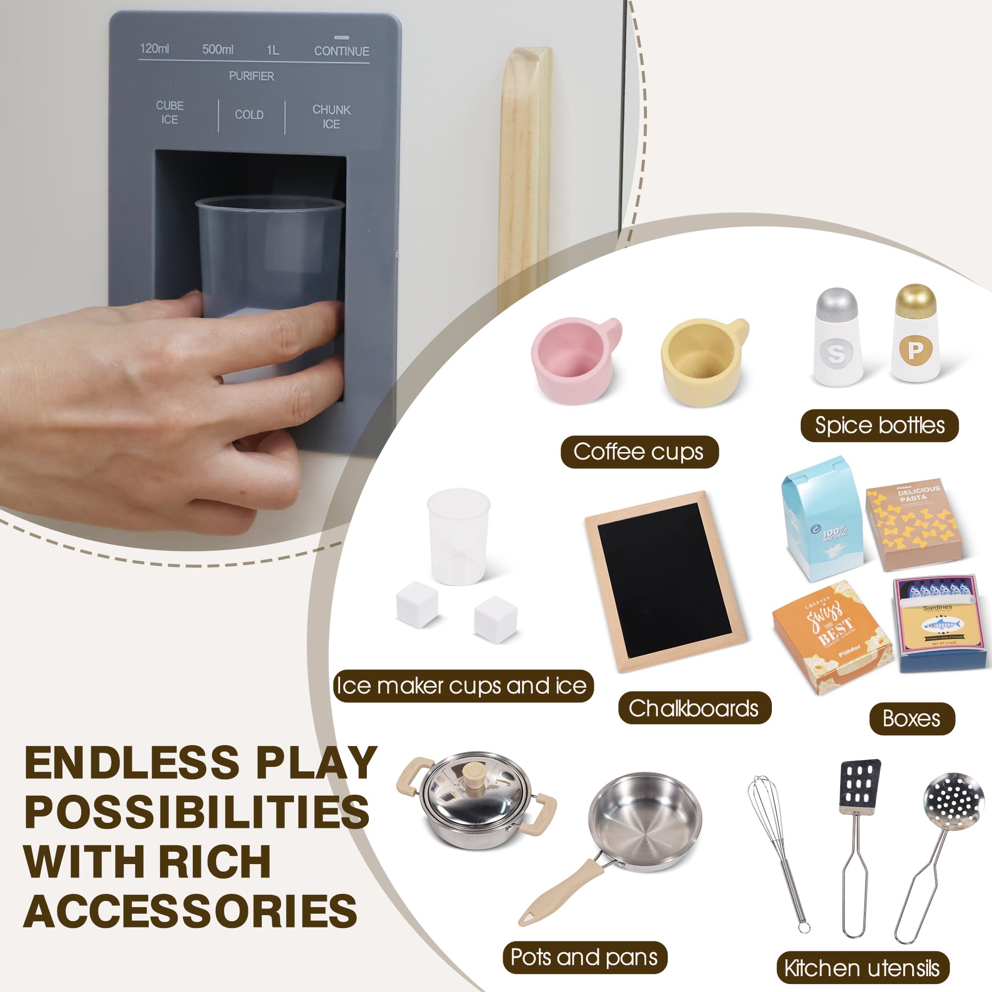 Wooden Kitchen Playset with Accessories for Kids and Toddlers