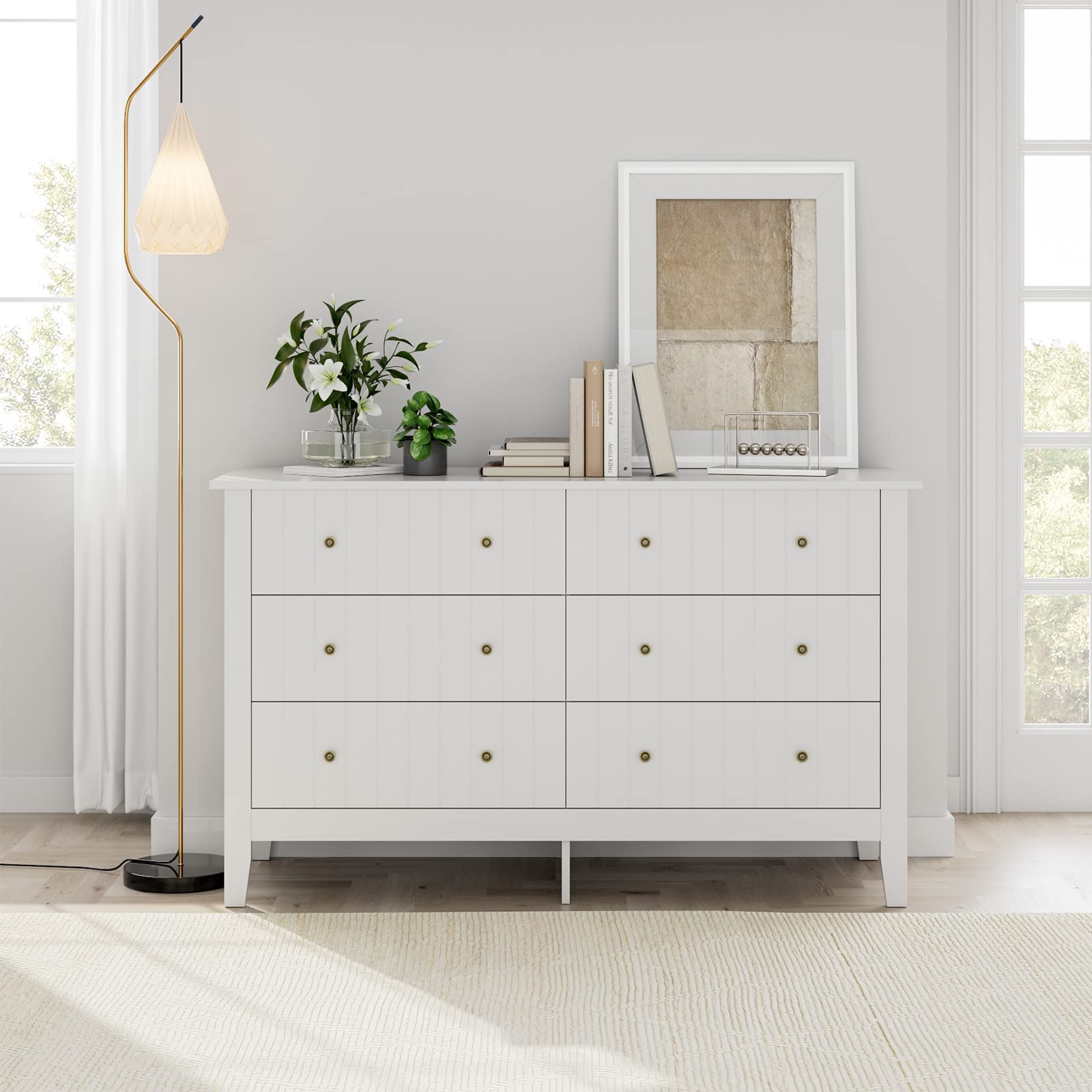 Dresser, Chest of Drawers, Modern 6 Drawer Double Dressers