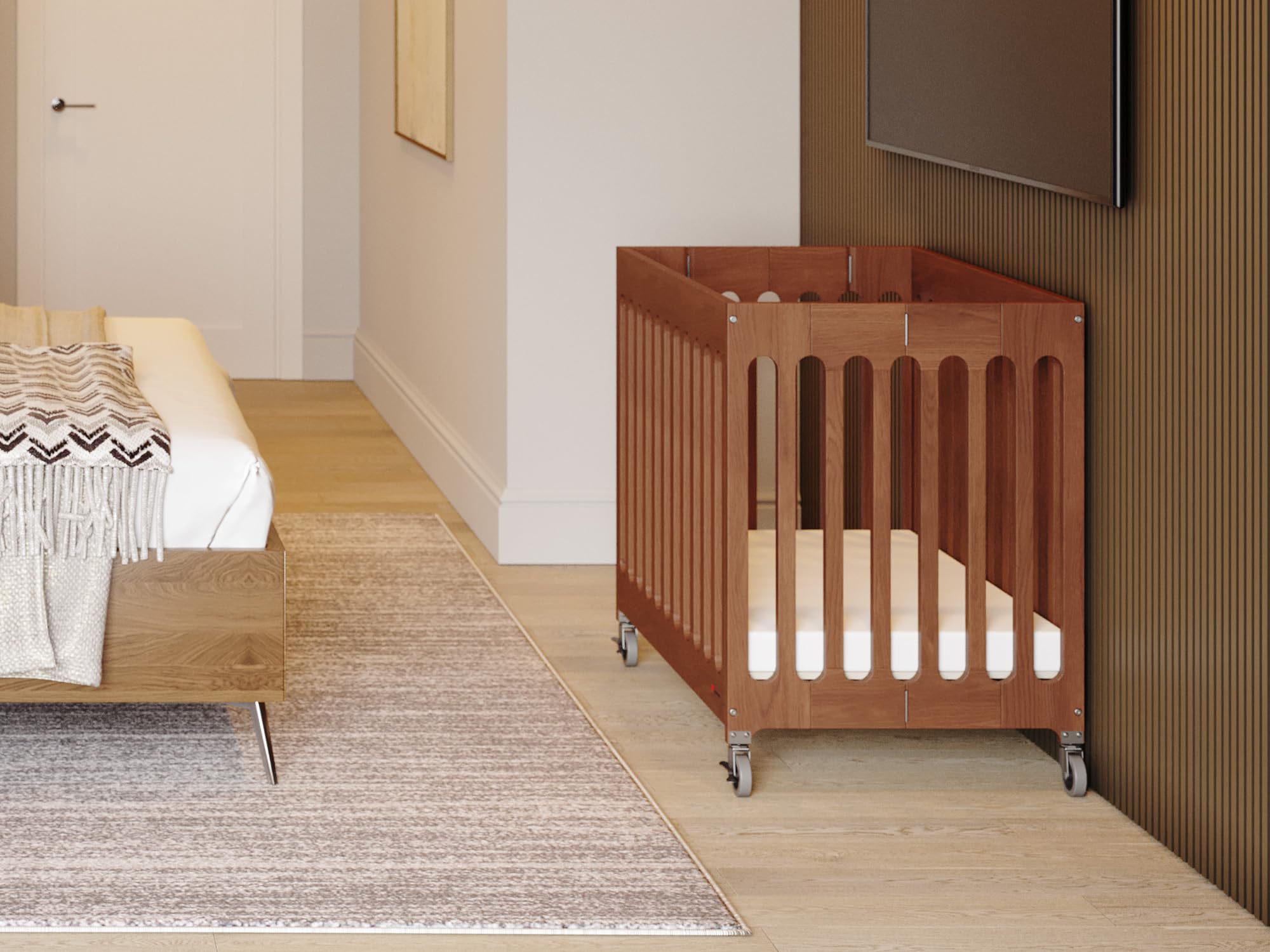 Portable Folding Mini Crib with Foam Mattress