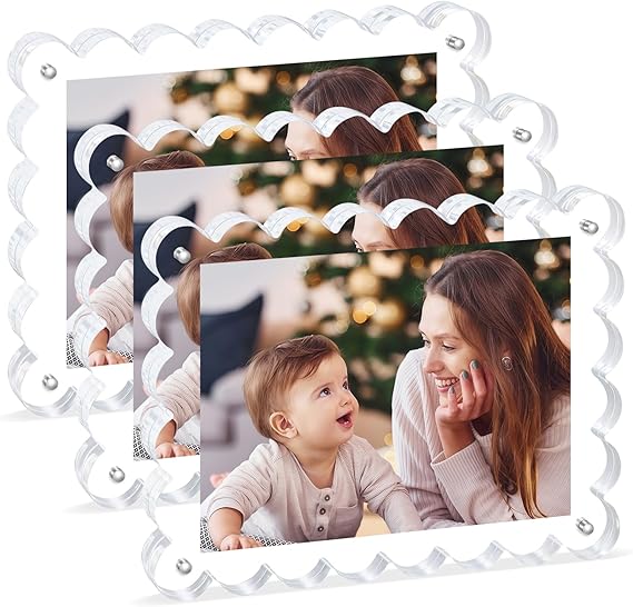 Clear Picture Frames 3Pack - Acrylic Magnetic Photo Frame 4×4 Inch