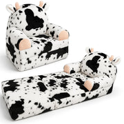 Toddler Chair with Faux Rabbit Fur – 2-in-1 Foldable Kids Couch, Soft Sofa for Reading
