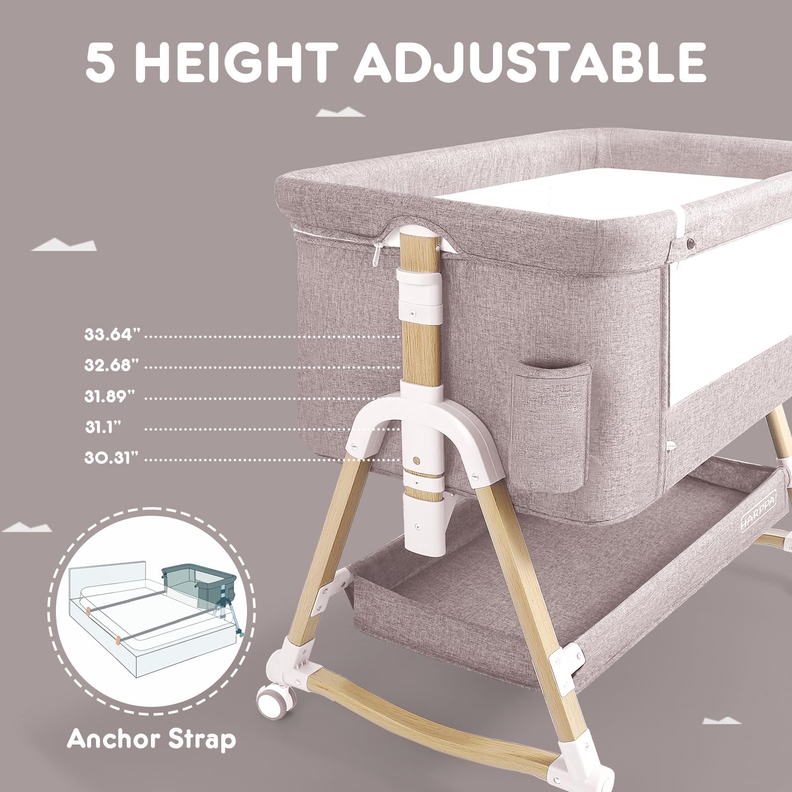 3-in-1 Convertible Baby Bassinet with Wheels