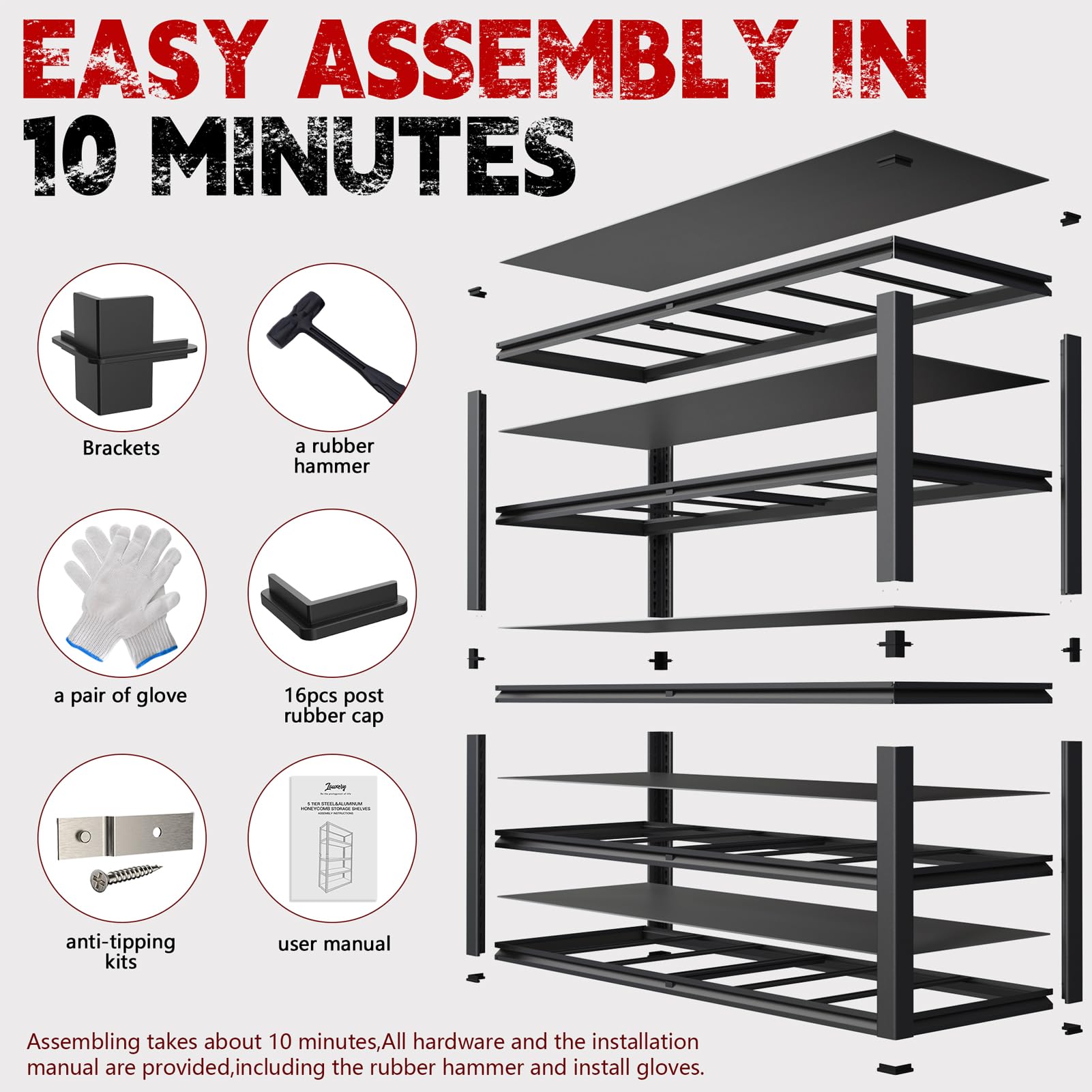 3-Tier Stackable Storage Bins with Drawers - 67QT Collapsible Organizer
