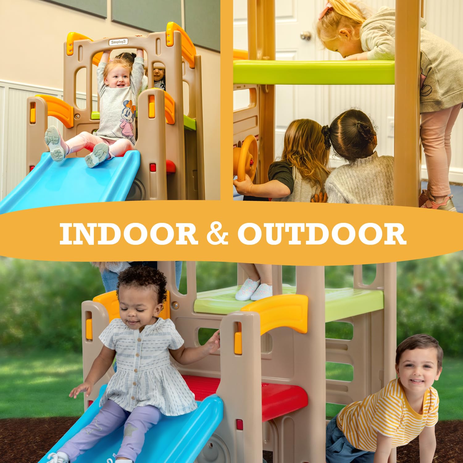 Indoor Outdoor Climber and Slide Playset for Toddlers