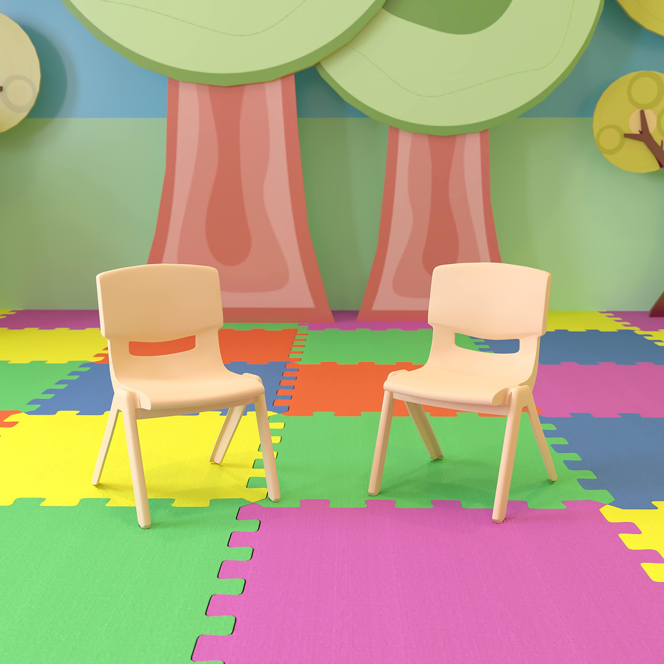2 Pack Natural Plastic Stackable School Chair with 10.5"