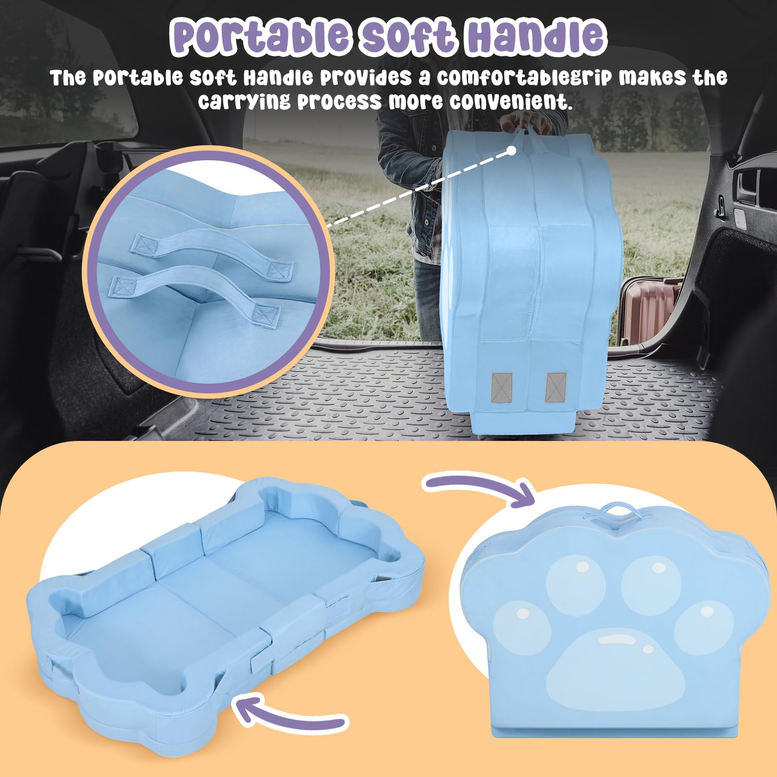 Foldable Portable Toddler Travel Bed with Washable Cover