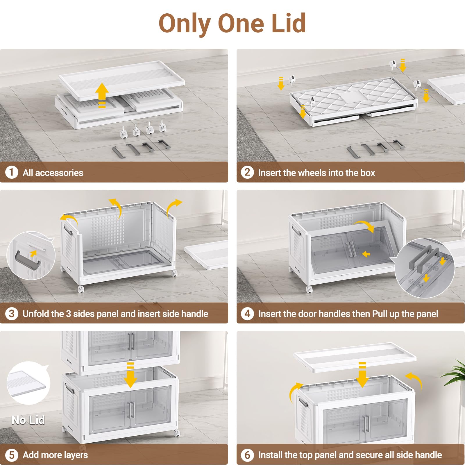Large Stackable Storage Bins with Wheels and Doors