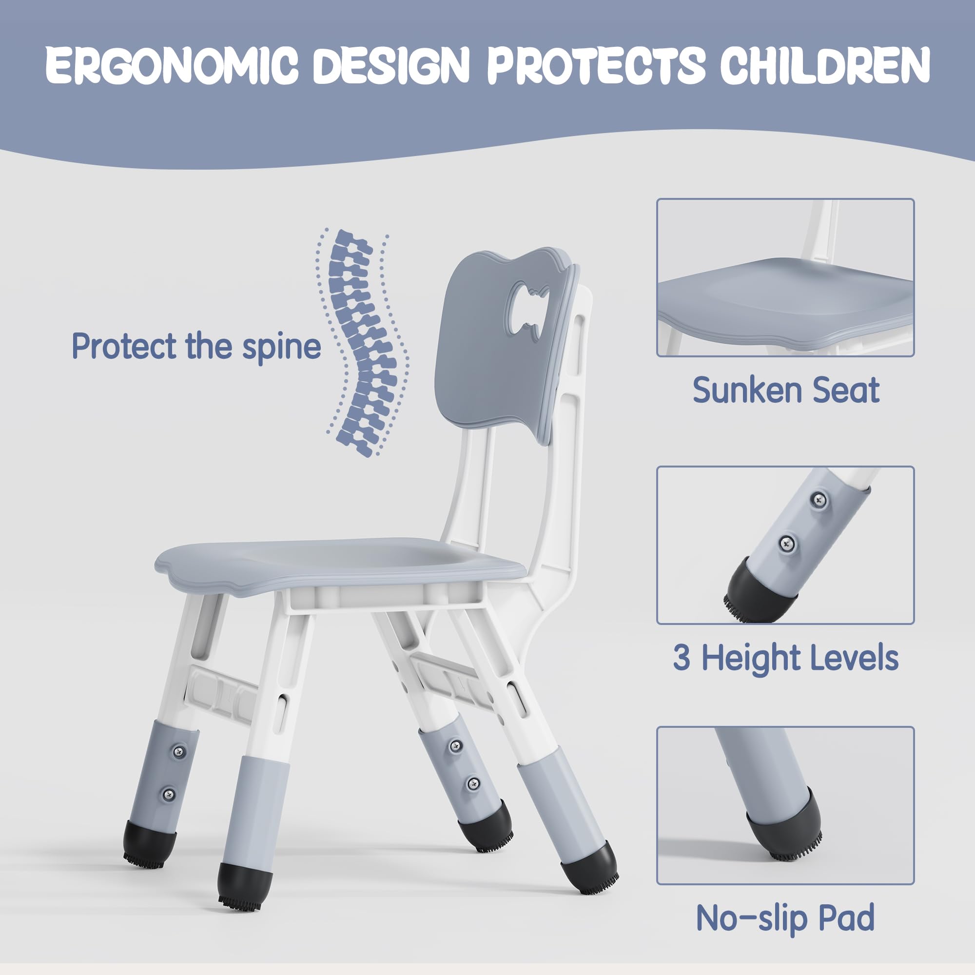 Height Adjustable Kids Table and 2 Chairs Set