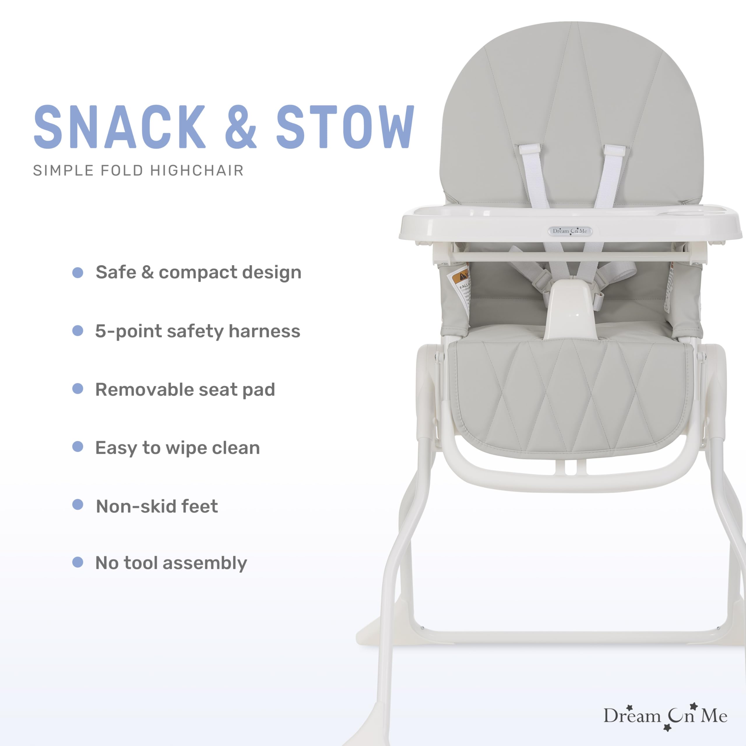 Portable Foldable High Chair with Adjustable Tray for Toddlers and Infants