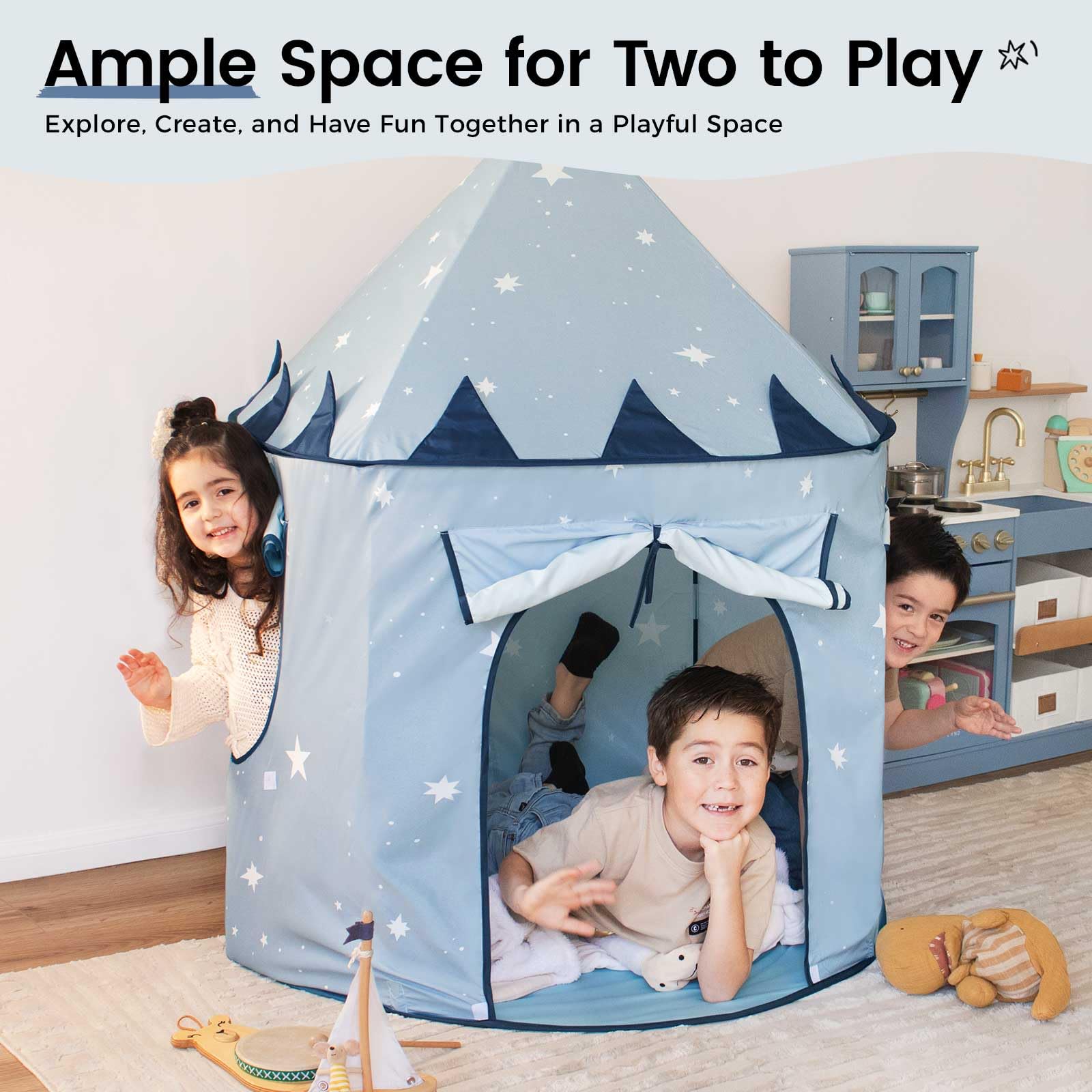 Pop-Up Kids Play Tent with Starry Sky Design