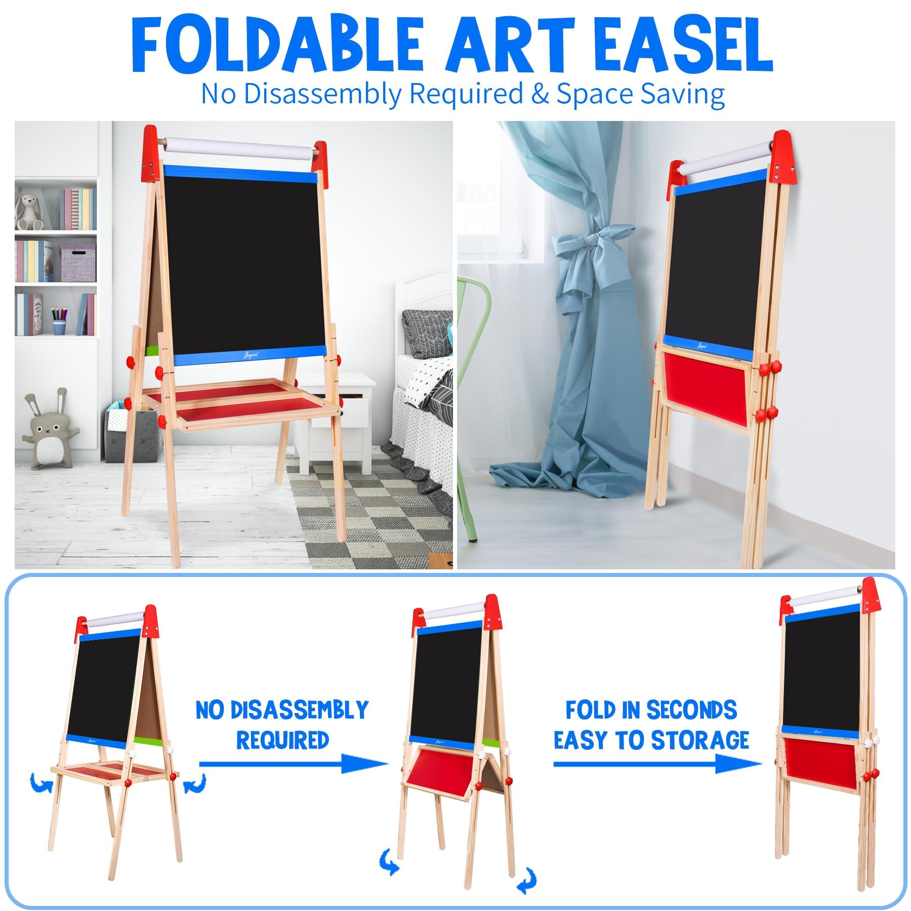 Kids Art Easel Double Sided Magnetic Whiteboard Chalkboard