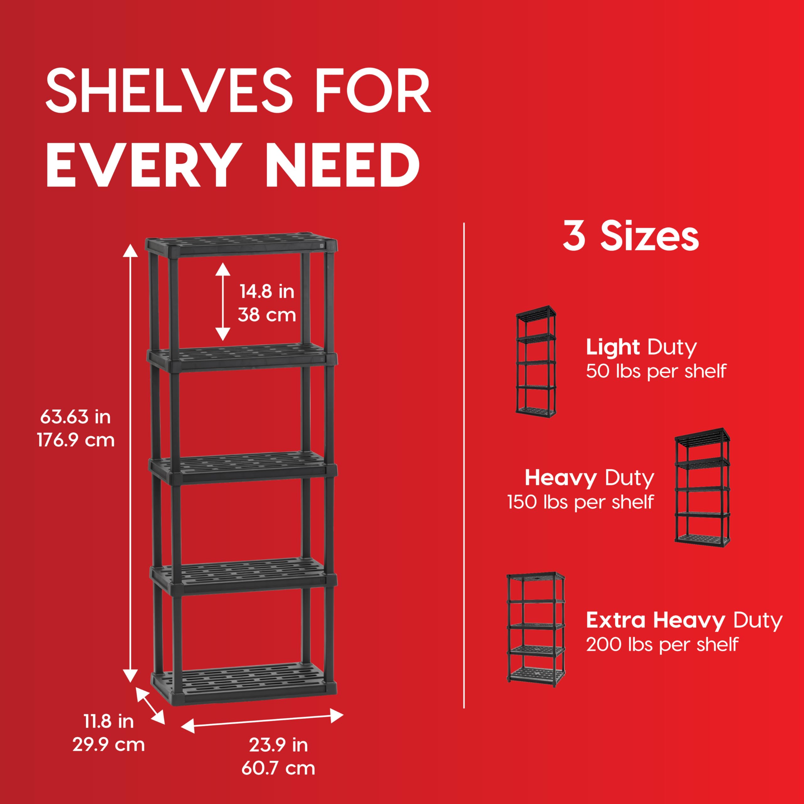 5-Tier Plastic Storage Shelving Unit