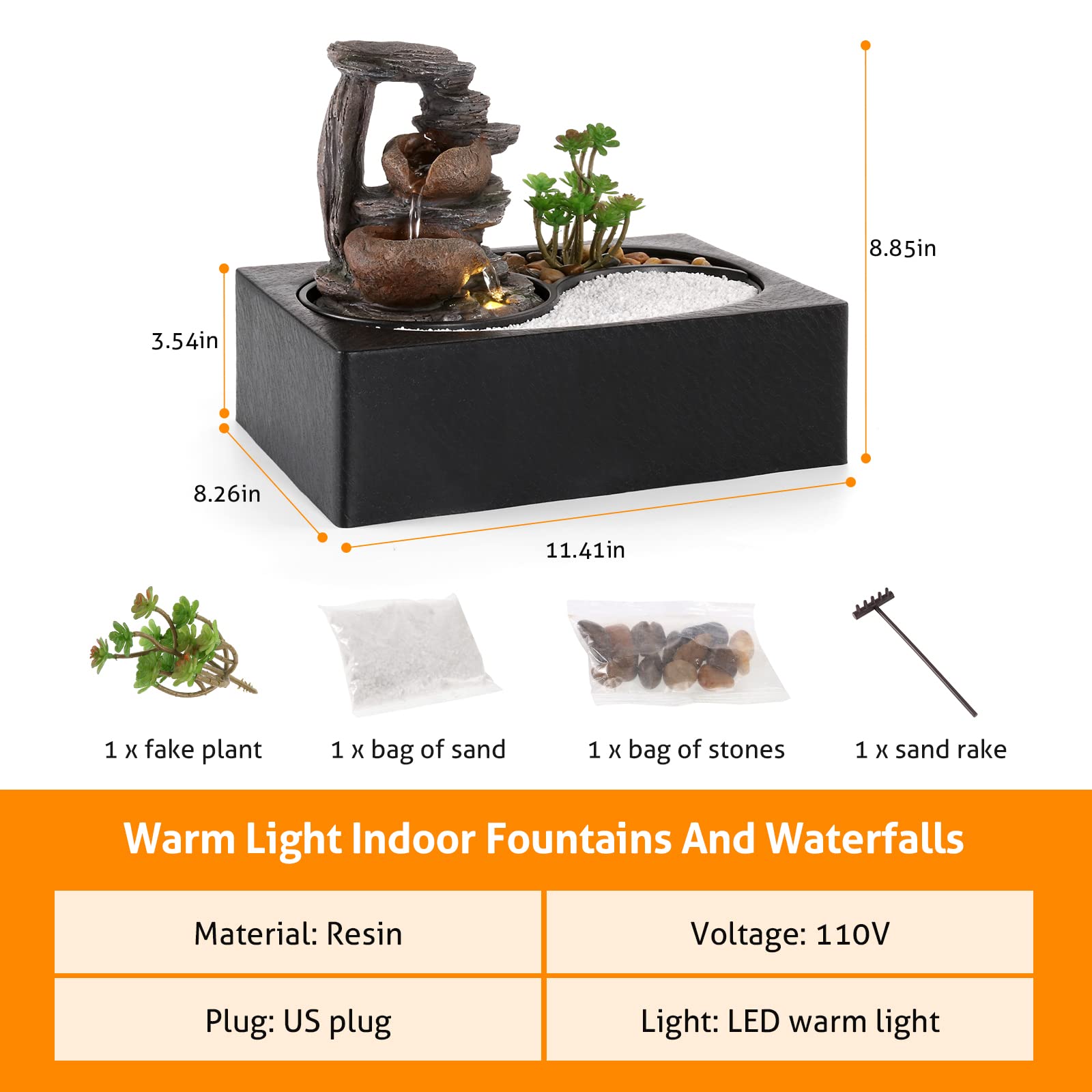 Indoor Waterfall Fountain with LED Light