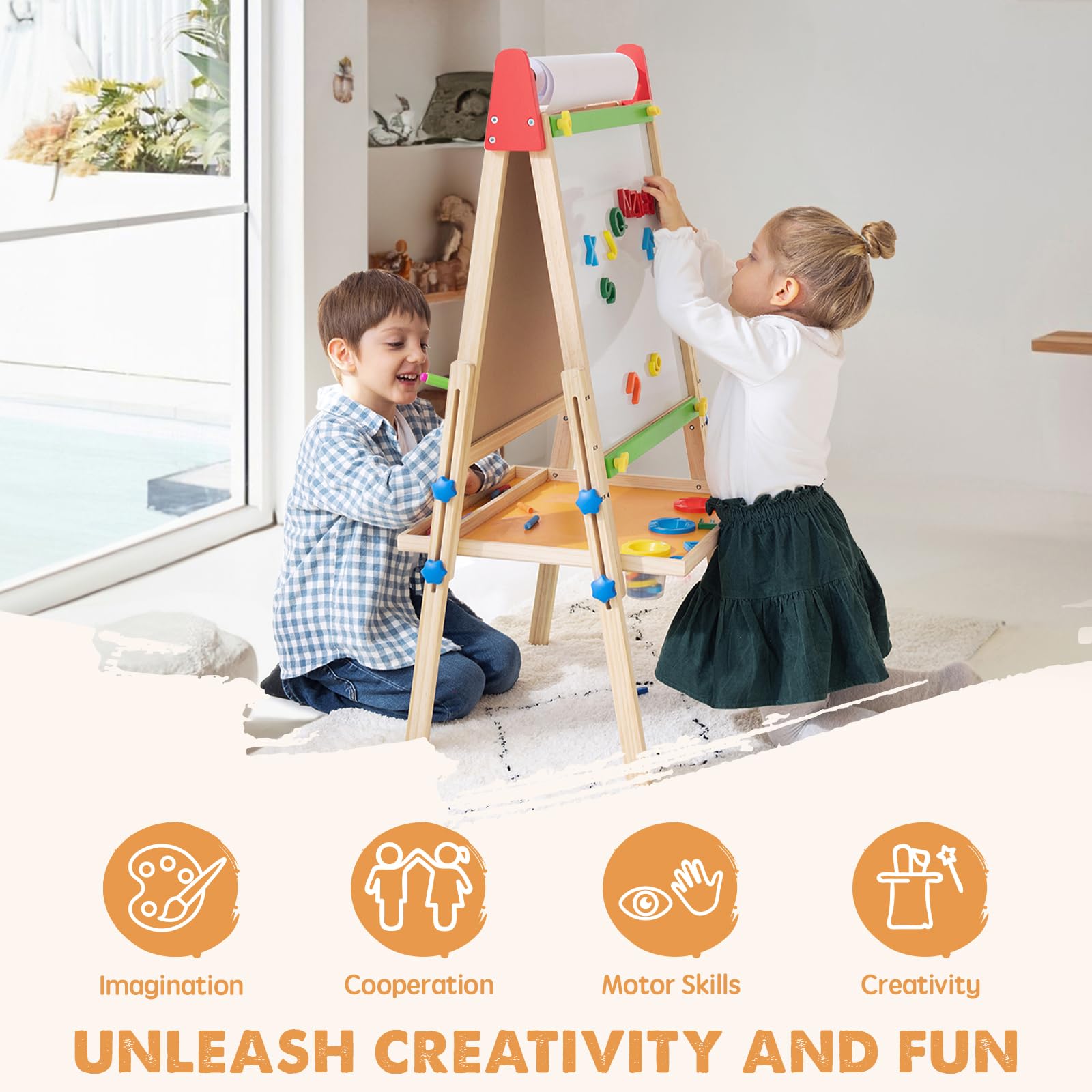 Adjustable Wooden Art Easel for Kids