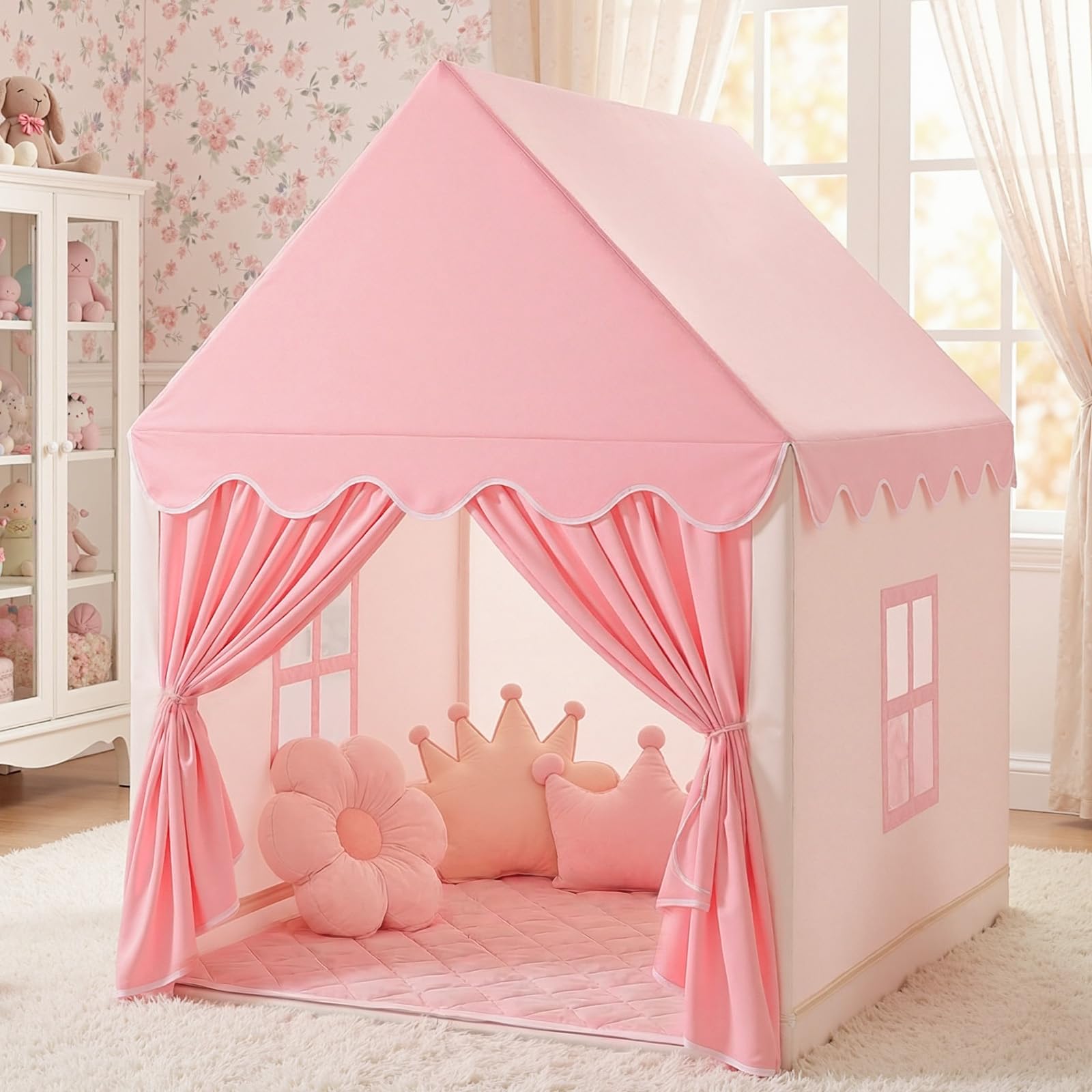 Large Pink Princess Castle Play Tent for Girls