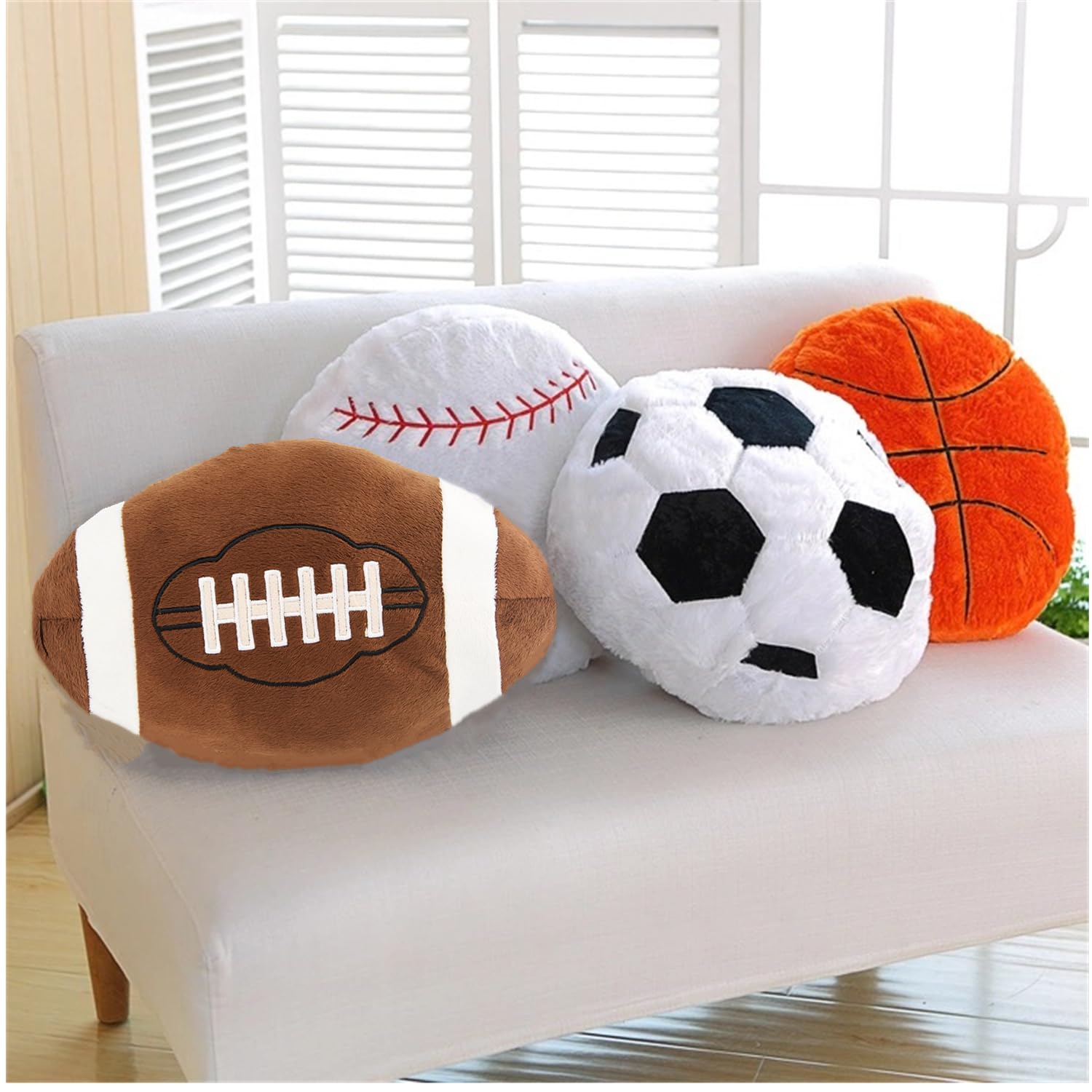 Throw Pillows Fluffy Stuffed Soccer Ball Plush Pillow Baseball Throw