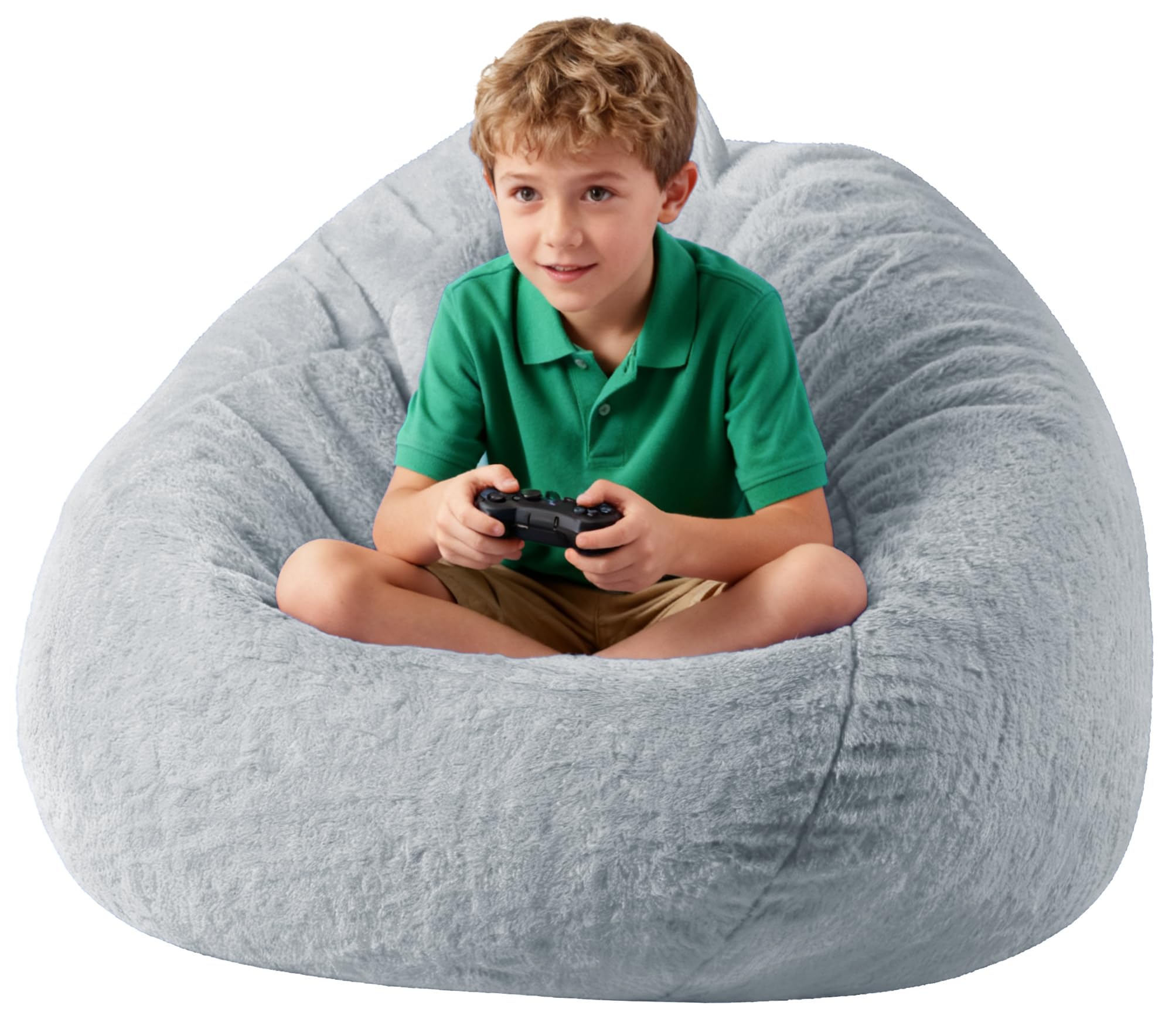 Memory Foam Bean Bag Chair - Faux Fur Washable Cover
