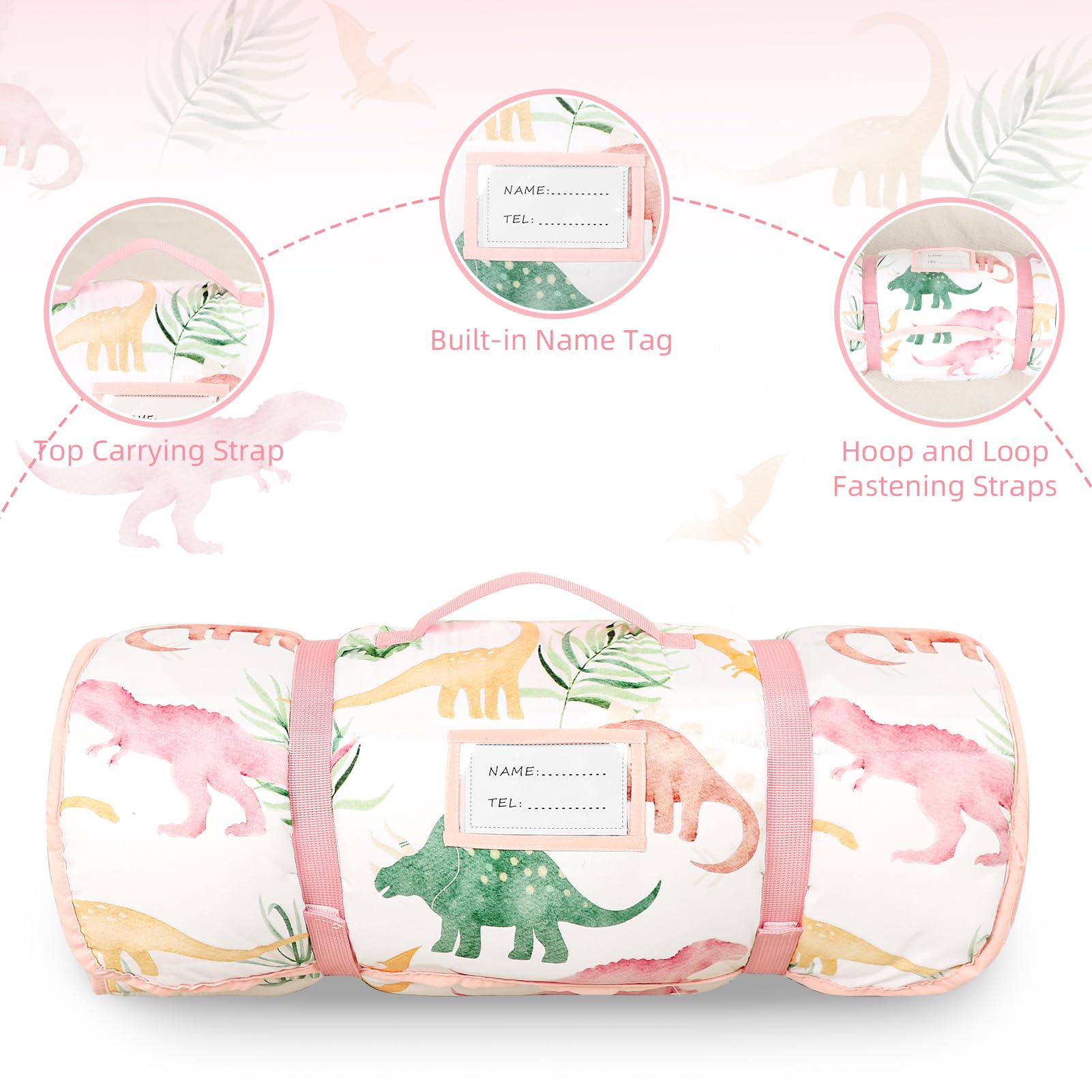 Toddler Nap Mat with Removable Pillow and Minky Blanket