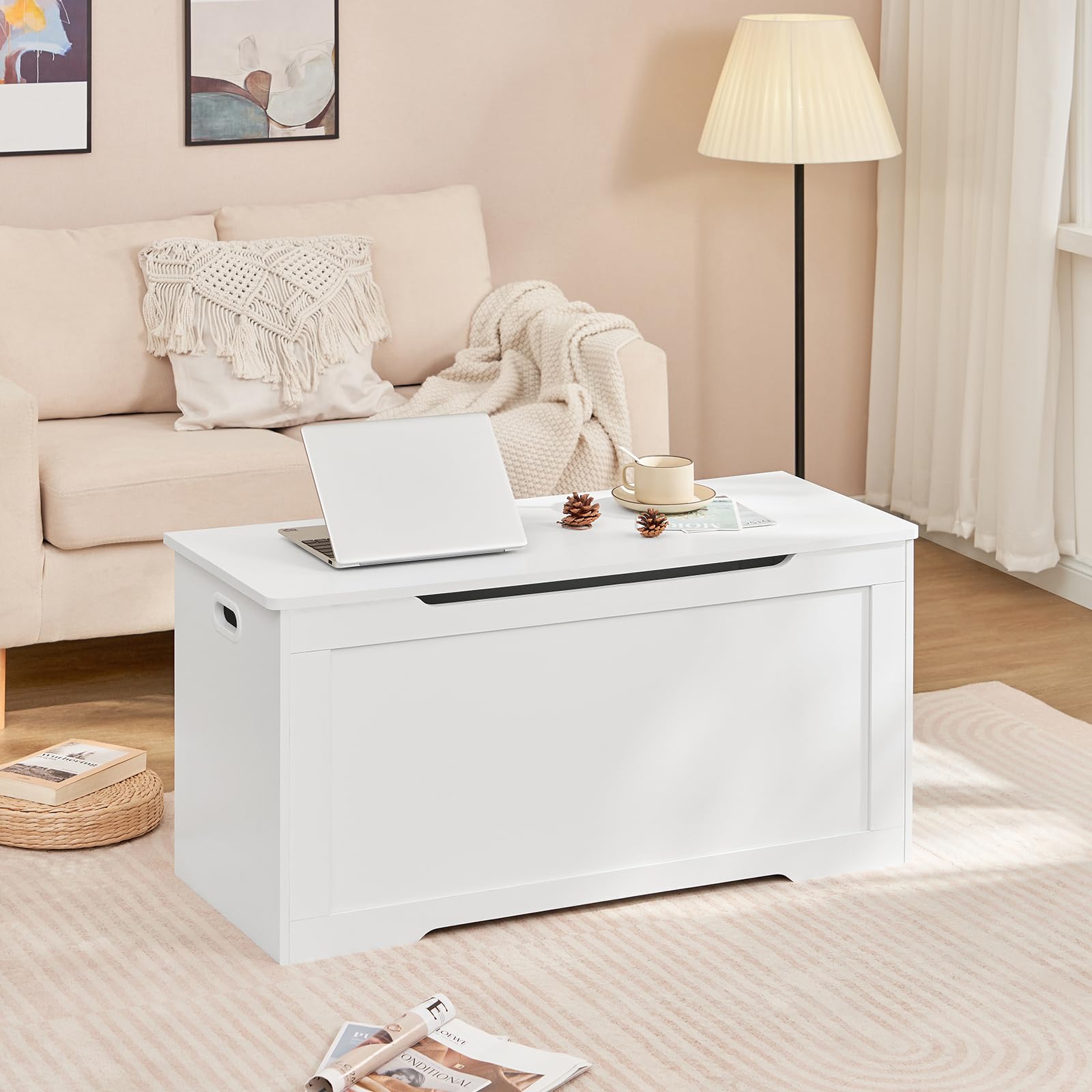 39.4” Toy Chest, Toy Box for Living Room, Storage Chest with 2 Safety Hinges