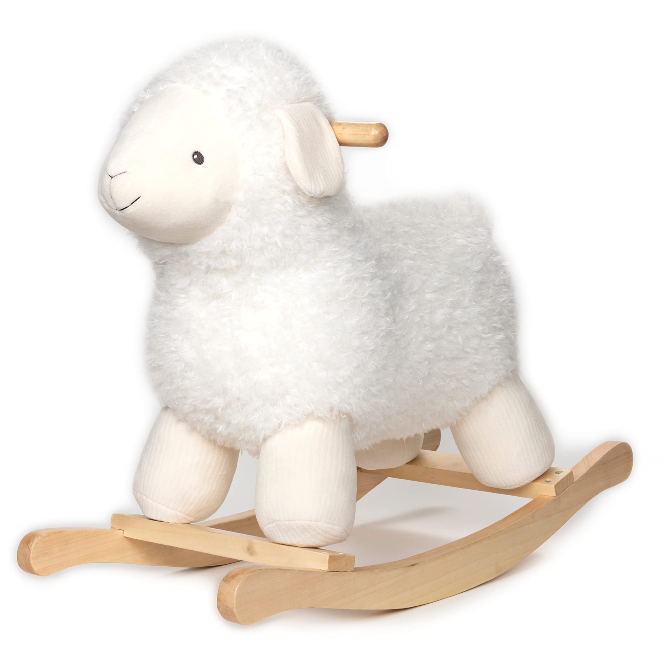 Rocker with Wooden Base Plush Stuffed Animal Nursery, Cream, 21.5"