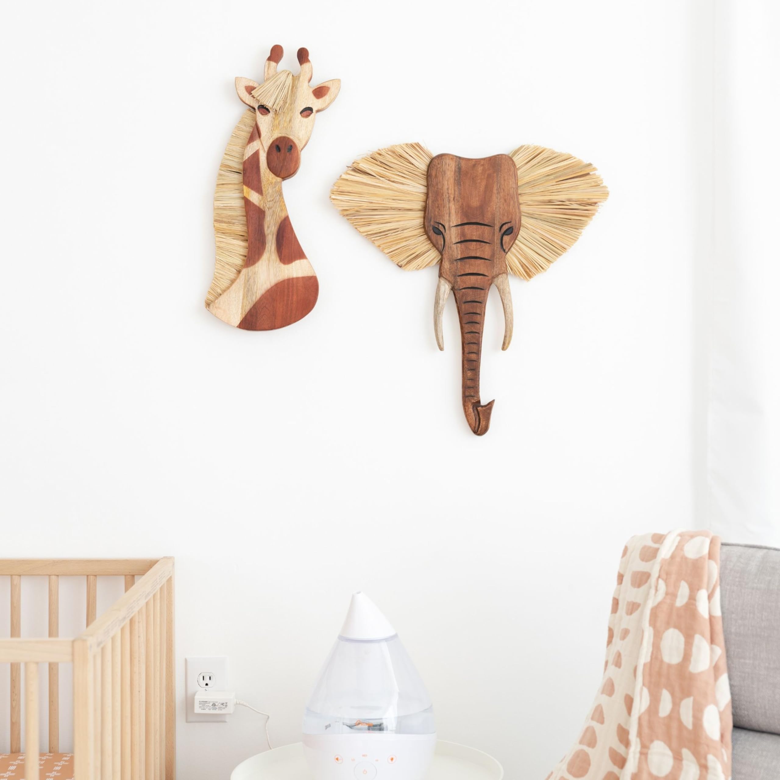 Wooden Safari Wall Decor, Wood Animal Nursery Wall Art, Boho Gender