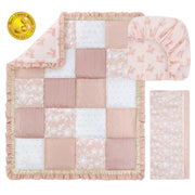 3 Piece Baby Crib Bedding Set Pink Floral
