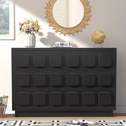 Black Baby Dresser for Bedroom, Dresser for Baby with 6 Drawers
