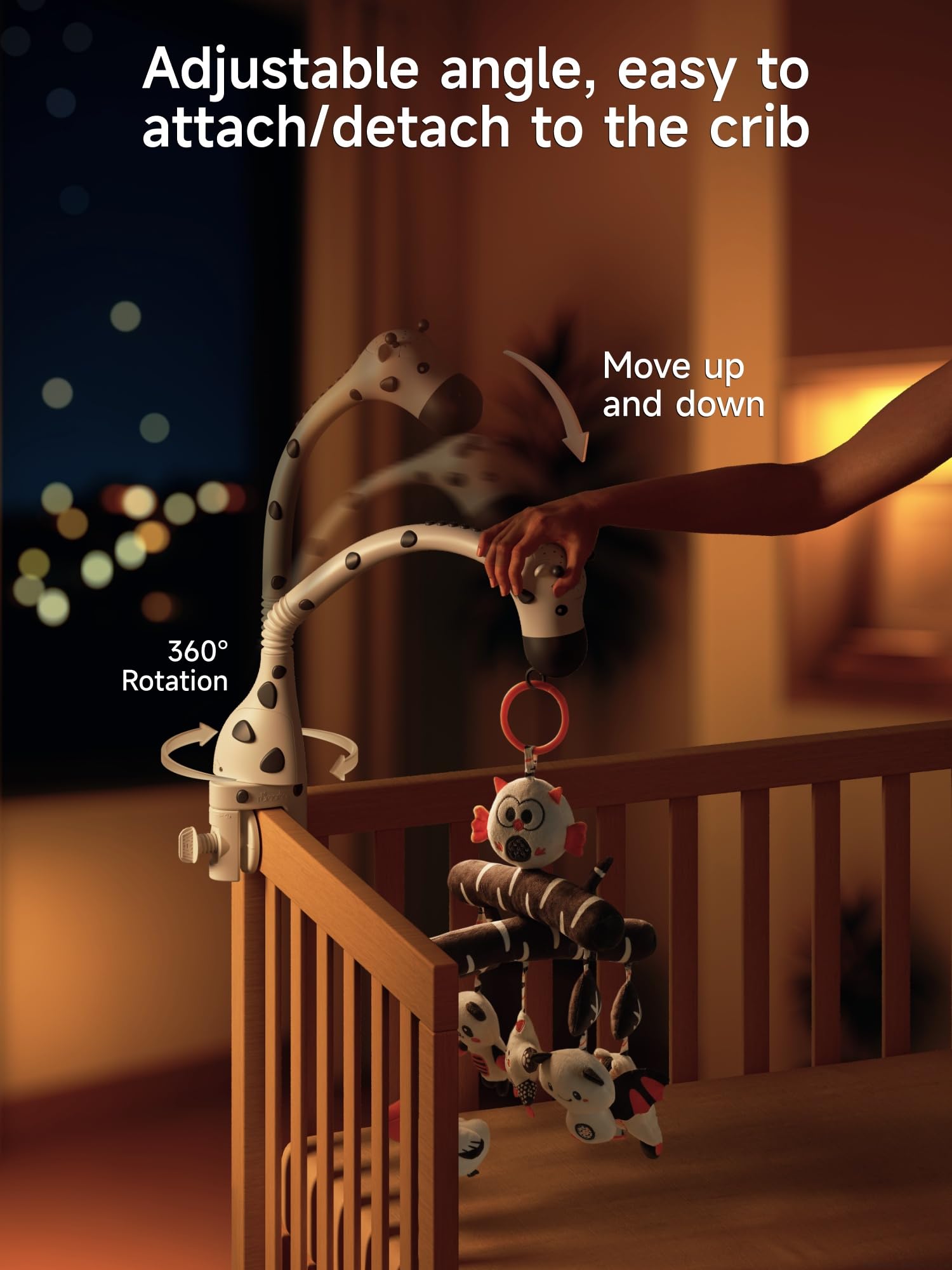 Baby Crib Mobile with Music and Projection