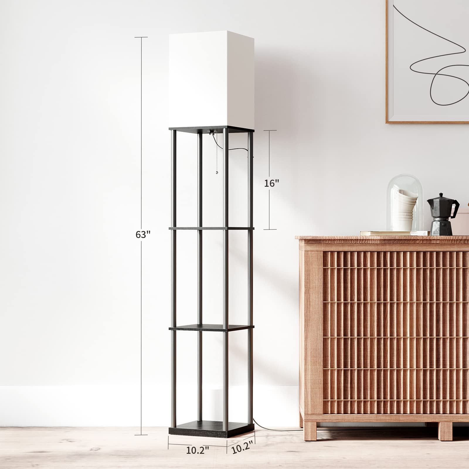 Modern Floor Lamp with Storage Shelves