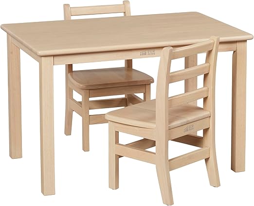 24in x 36in Rectangular Hardwood Table and Chair Set, 12in Seat