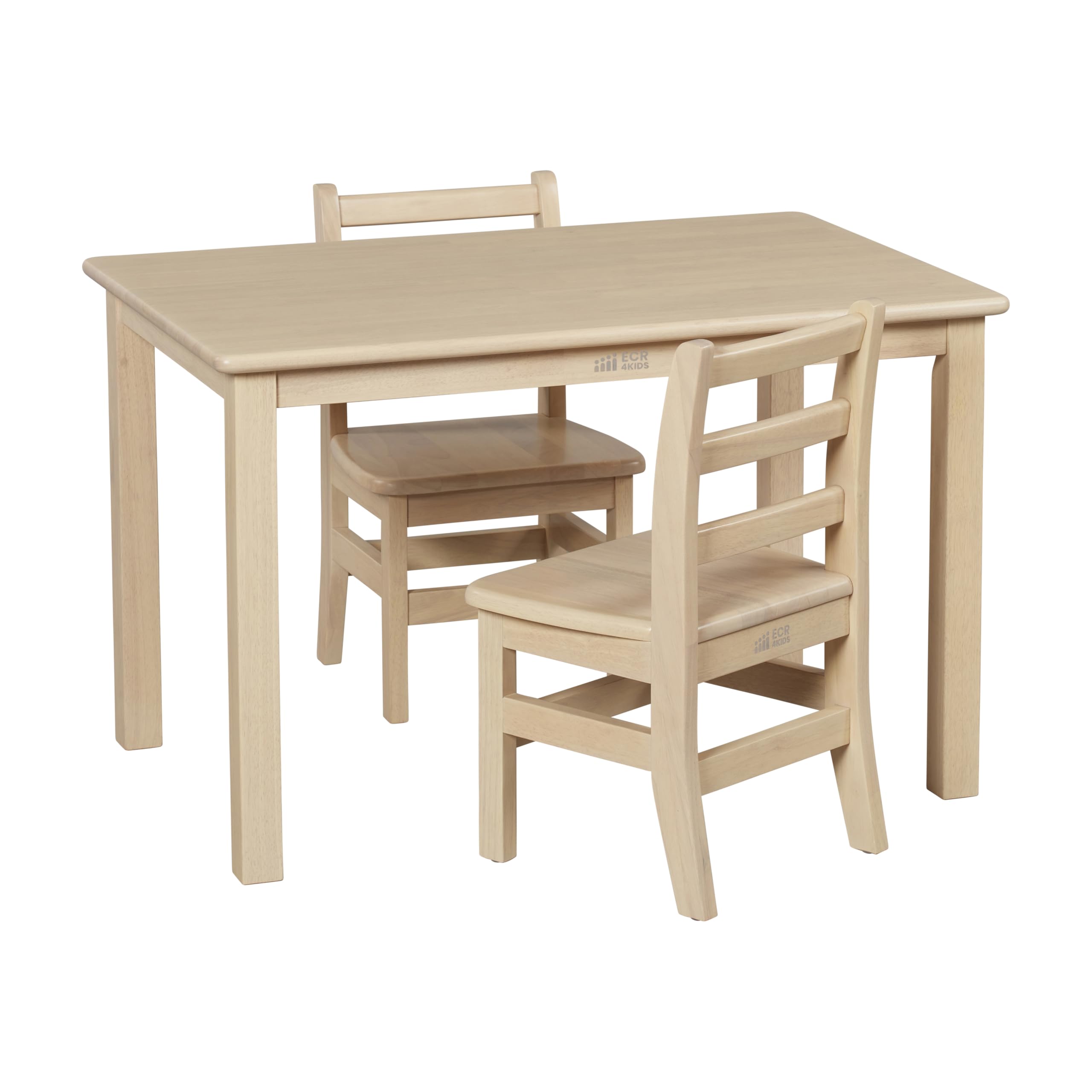 24in x 36in Rectangular Hardwood Table and Chair Set, 12in Seat Height