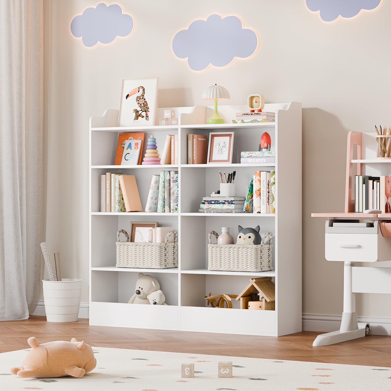 5-Tier Kids Bookshelf with 10 Cube Storage
