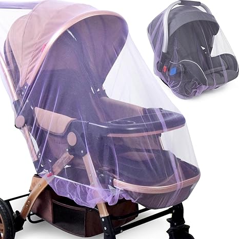 Baby Stroller Mosquito Net (2 Pack) - Durable Mesh Protection for Bassinets