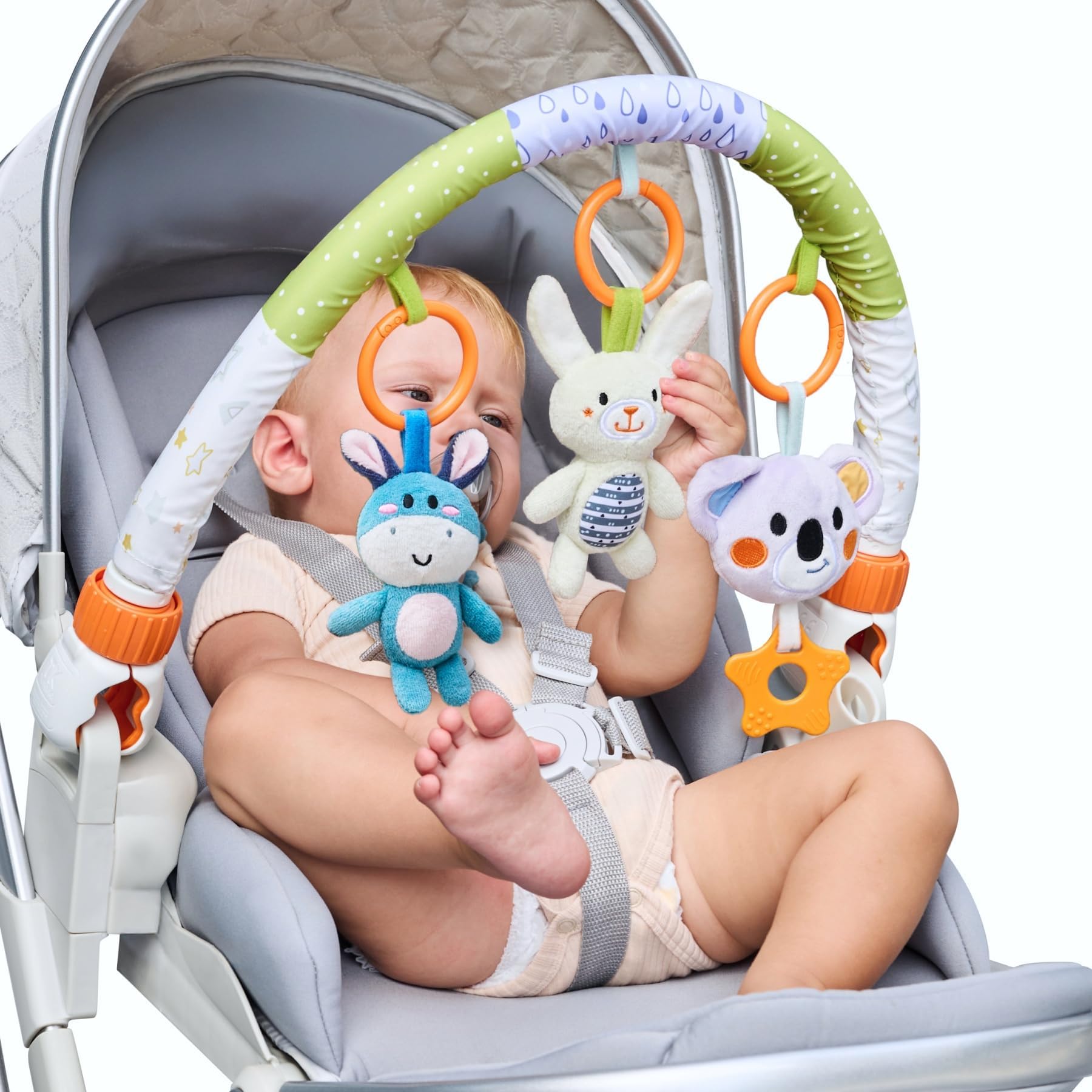 Baby Stroller Arch Toy,Portable Baby Mobile for Bassinet,Newborn Sensory Hanging