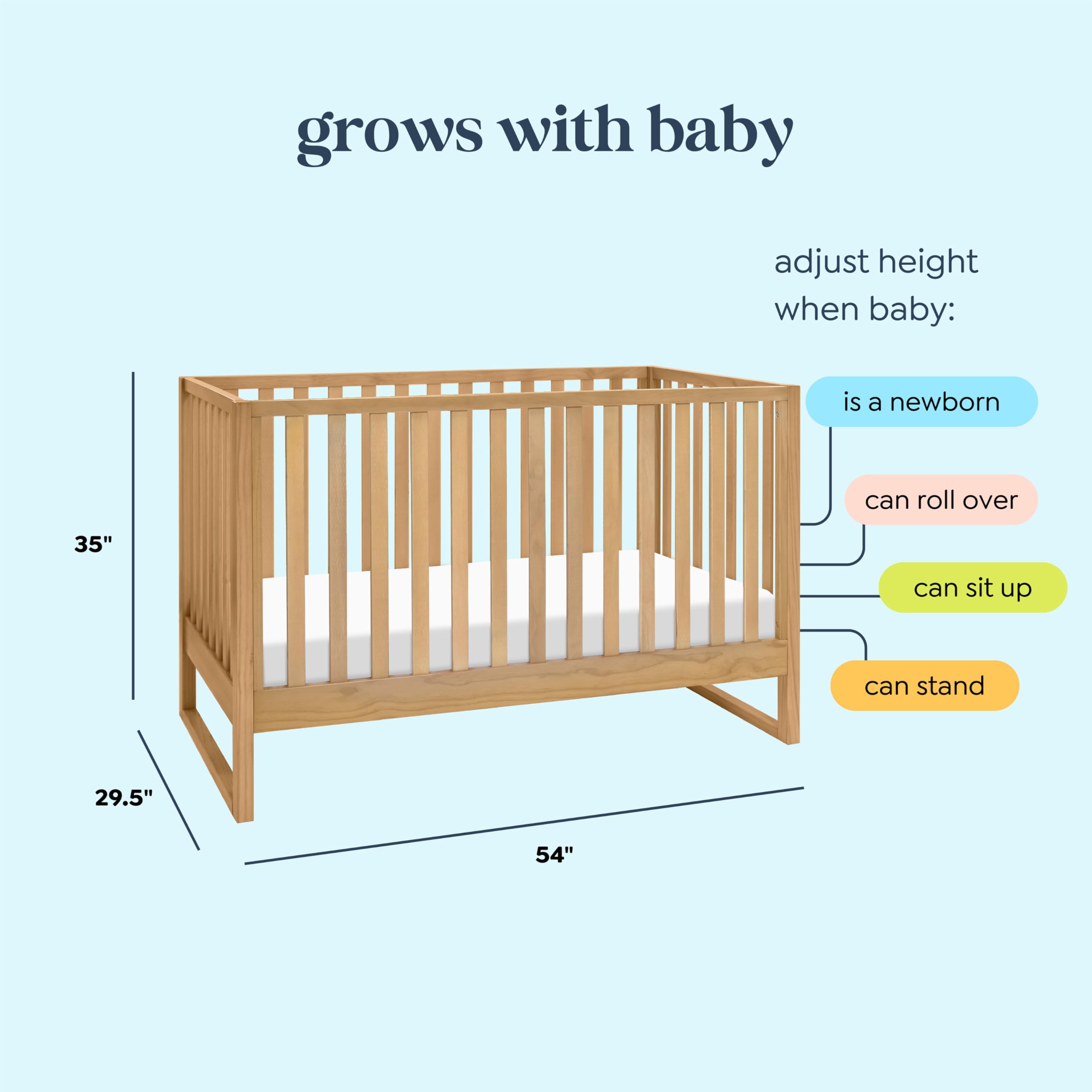 3-in-1 Convertible Baby Crib with Adjustable Heights