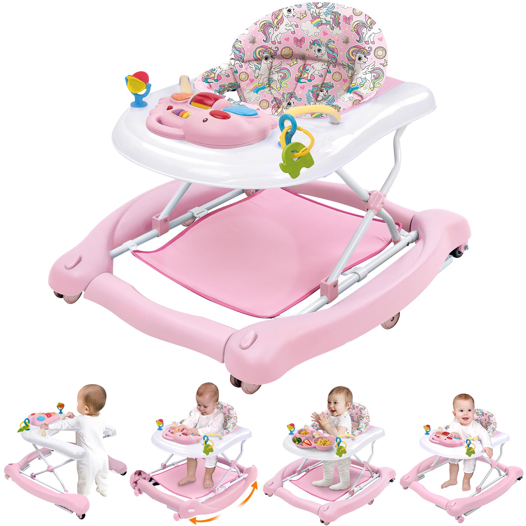 Foldable Baby 5-in-1 Activity Walker - Rocker, Activity Center, Bouncer