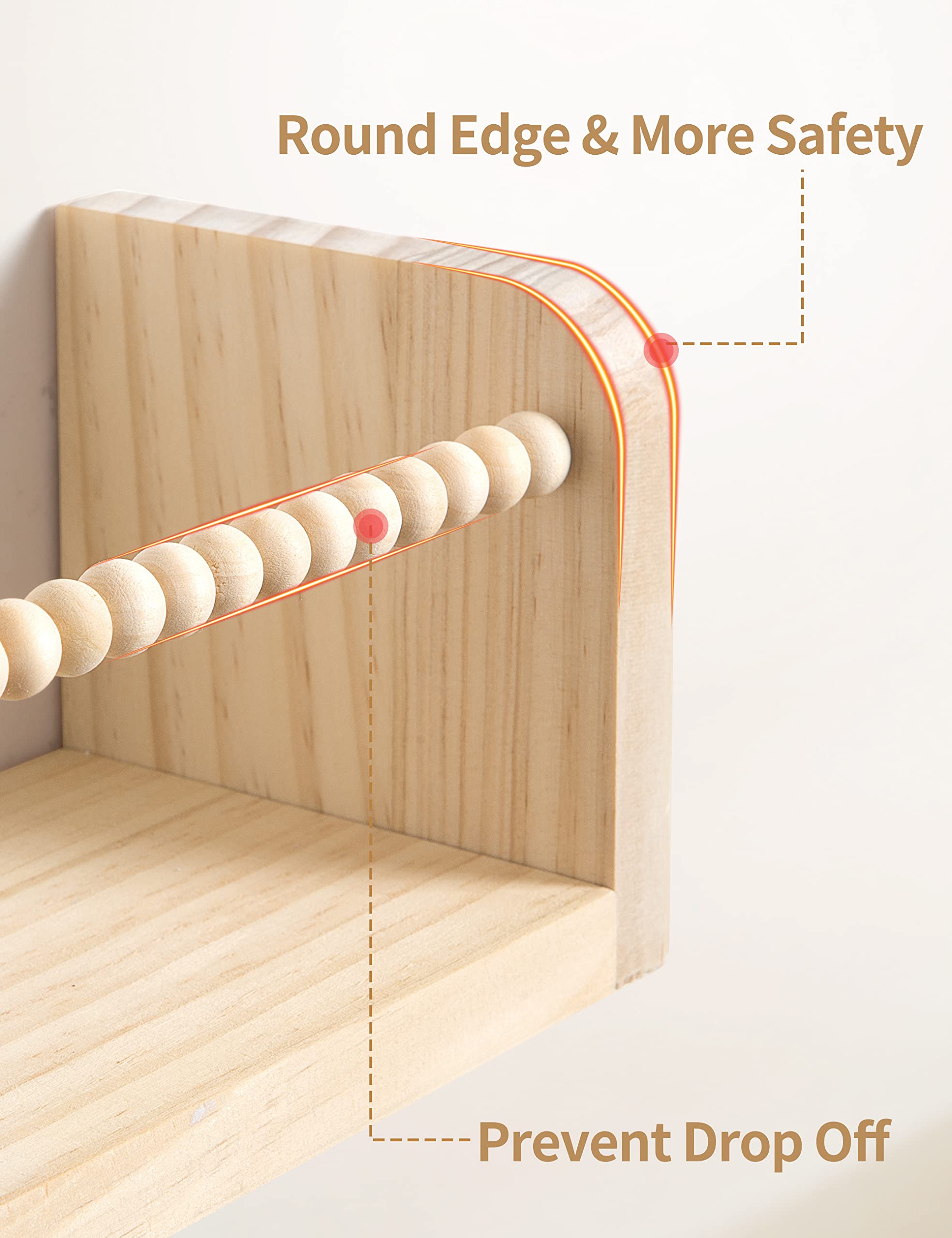 Natural Wood Floating Shelves Set of 3 for Nursery