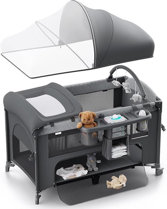 4 in 1 Baby Bassinet, Pack and Play, Bedside Crib Sleeper