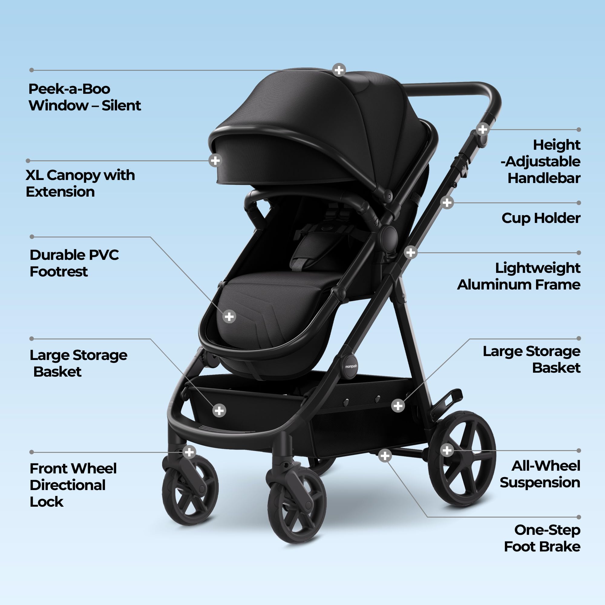 2-in-1 Convertible Baby Stroller with Bassinet