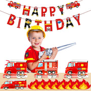100Pcs Firetruck Birthday Party Plates and Fire Shaped Napkins Fireman Party Supplies