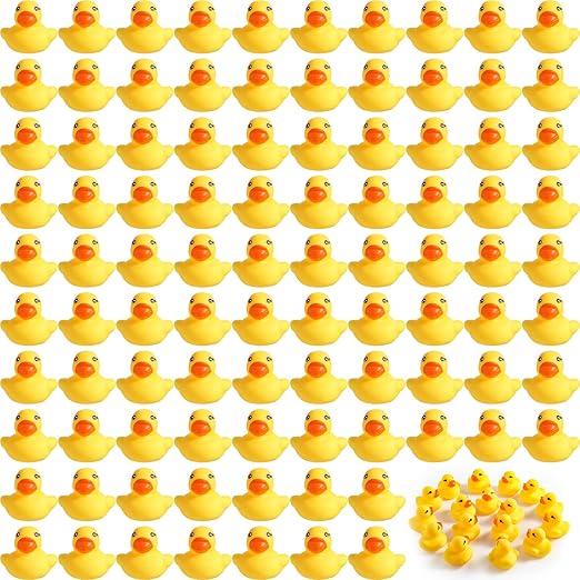 Mini Rubber Ducks in Bulk Yellow Tiny Baby Shower Ducks Float Squeak