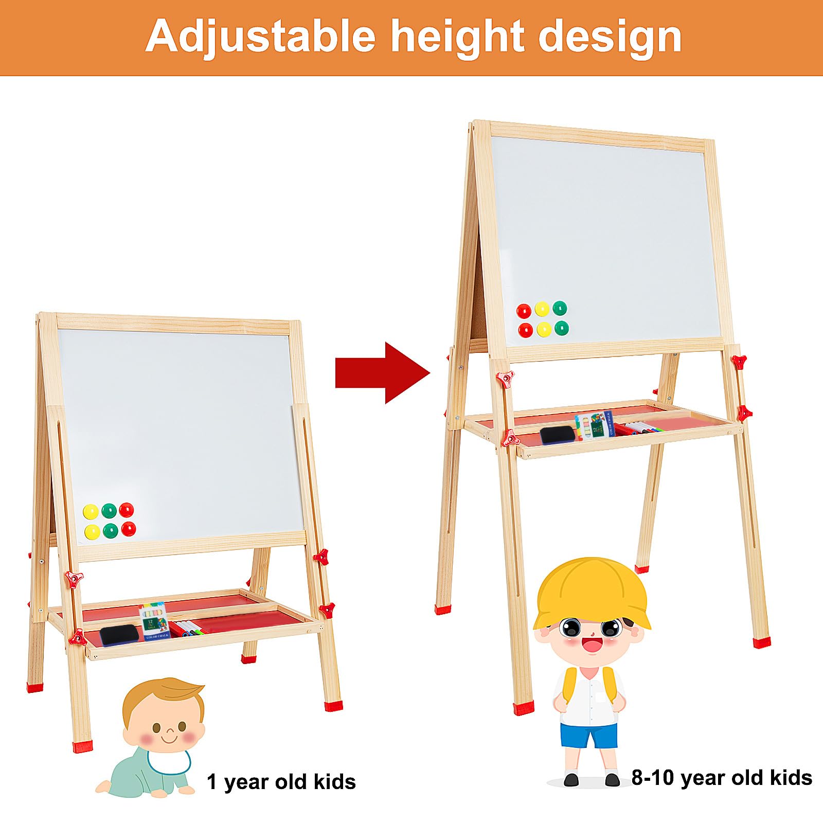Adjustable Wooden Kids Art Easel
