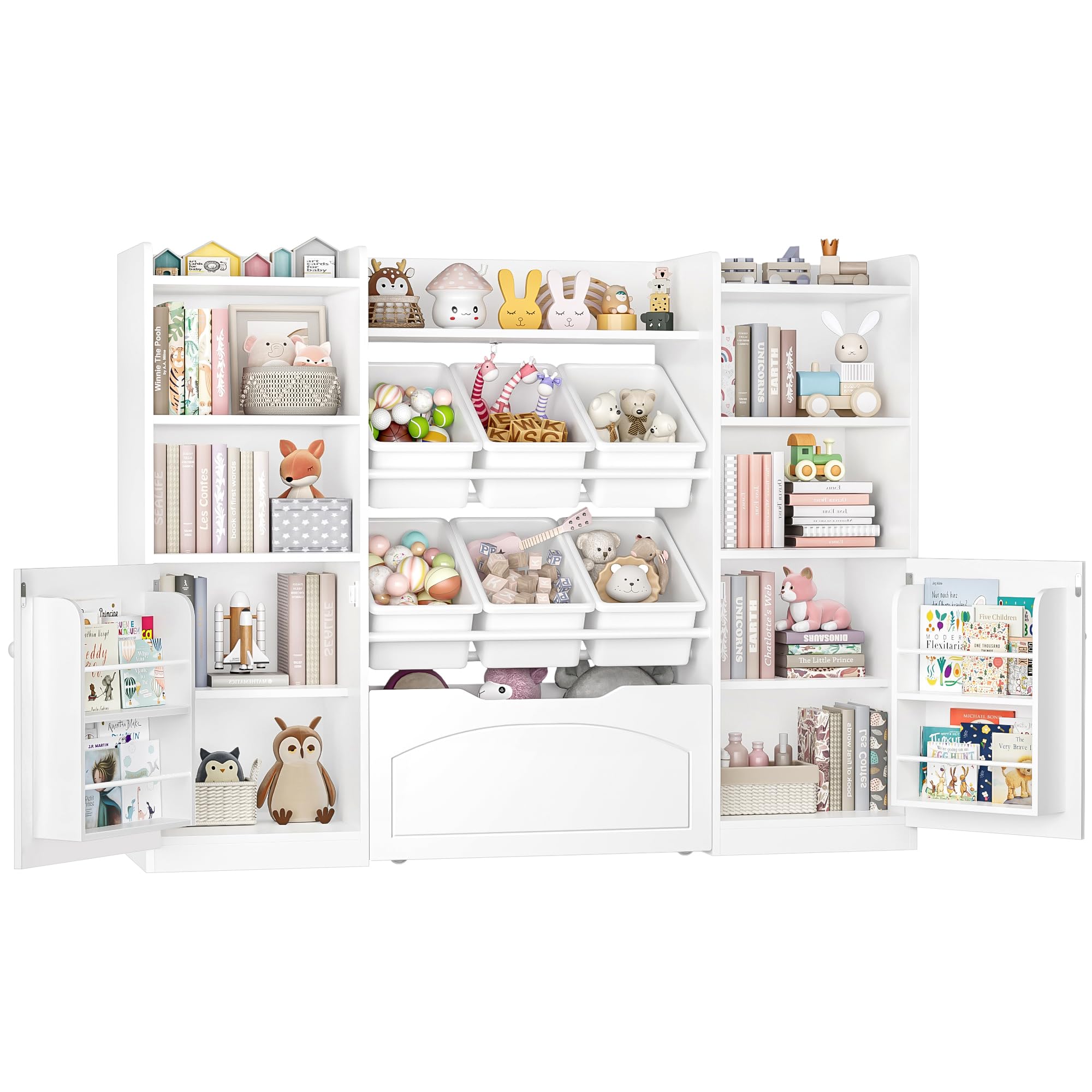 5-in-1 Kids Toy Storage Organizer with Bins and Bookshelf